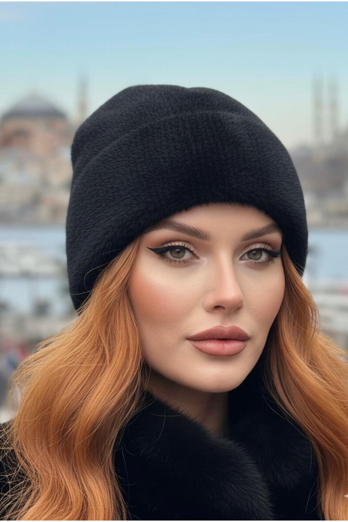 Goldmine Kadın Yumoş Tüylü Bere Siyah görsel 4