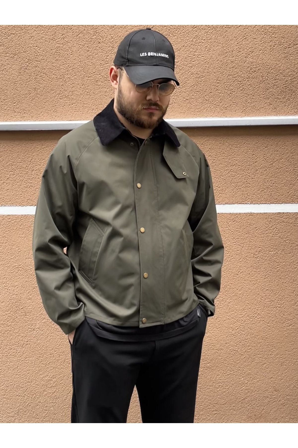 Stoncs  Erkek Haki Kontrast Yakalı Oversize Ceket - Görsel 4