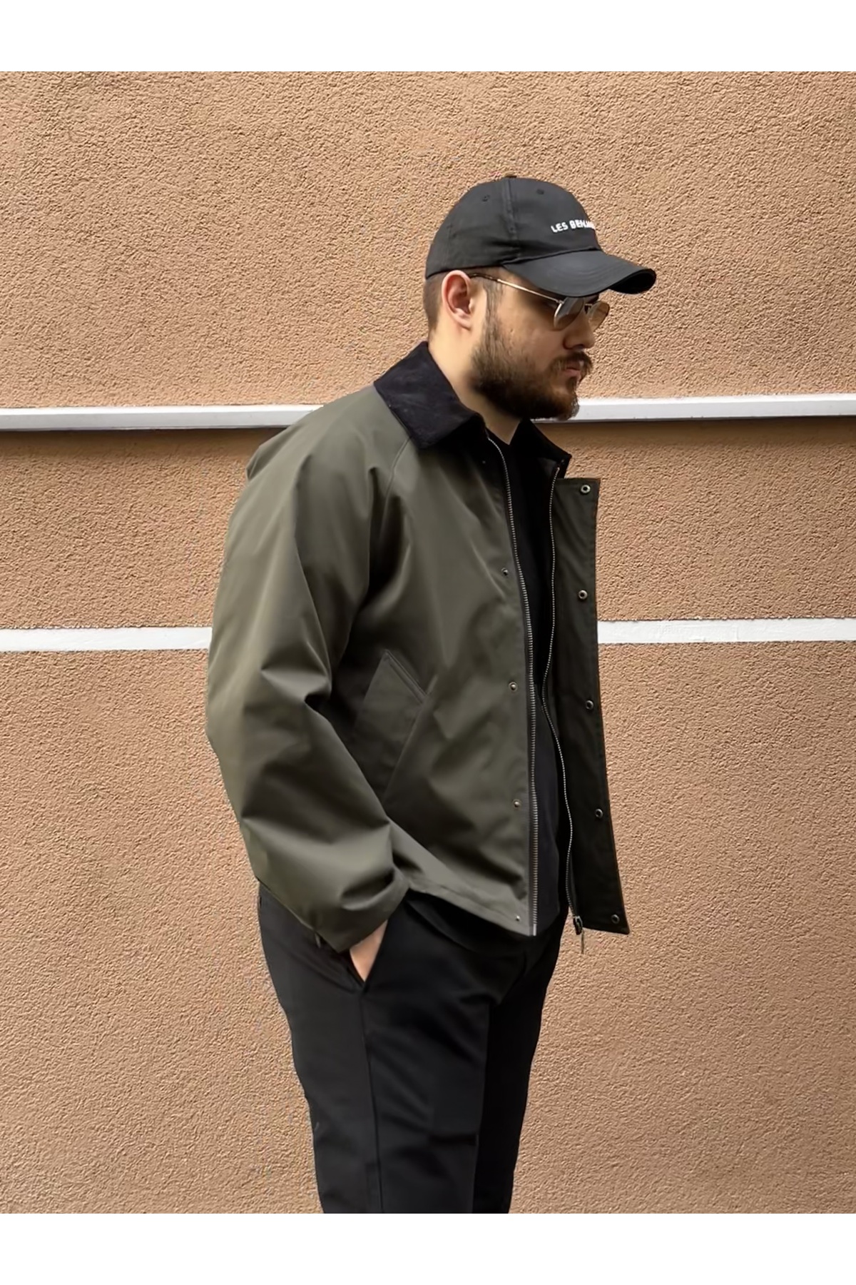 Stoncs  Erkek Haki Kontrast Yakalı Oversize Ceket - Görsel 2