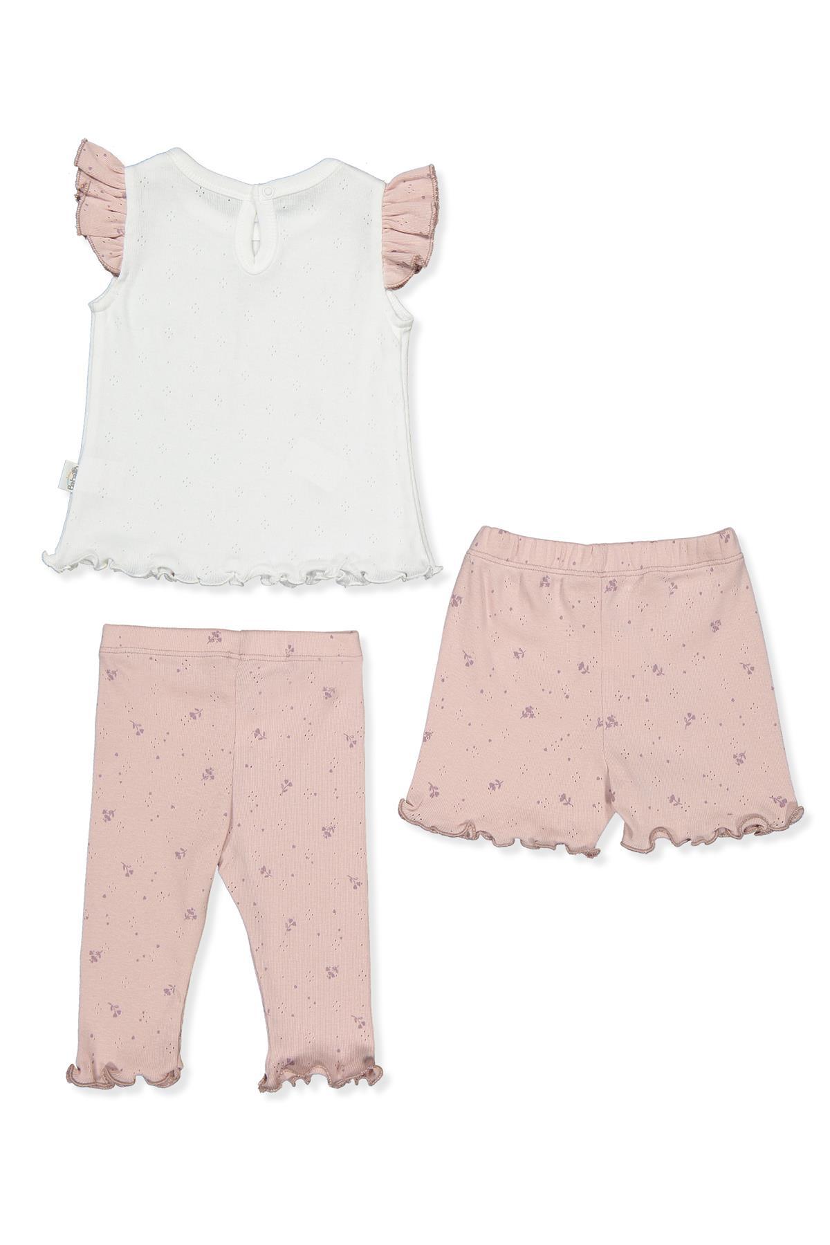 Bebetto AJURLU PATİKSİZ PİJAMA TAKIMI 3LÜ (NATURE) PUDRA fotoğrafı 2 (önizleme)