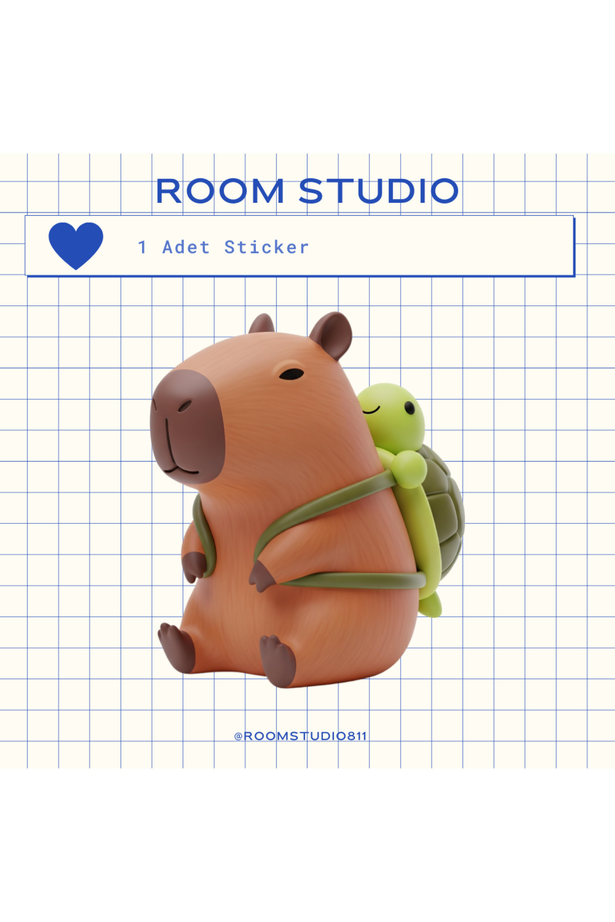 Room Studio Kapibara Yeşil Sülüfat Sühlefat Kaplumbağa Çantası Tekli Sticker