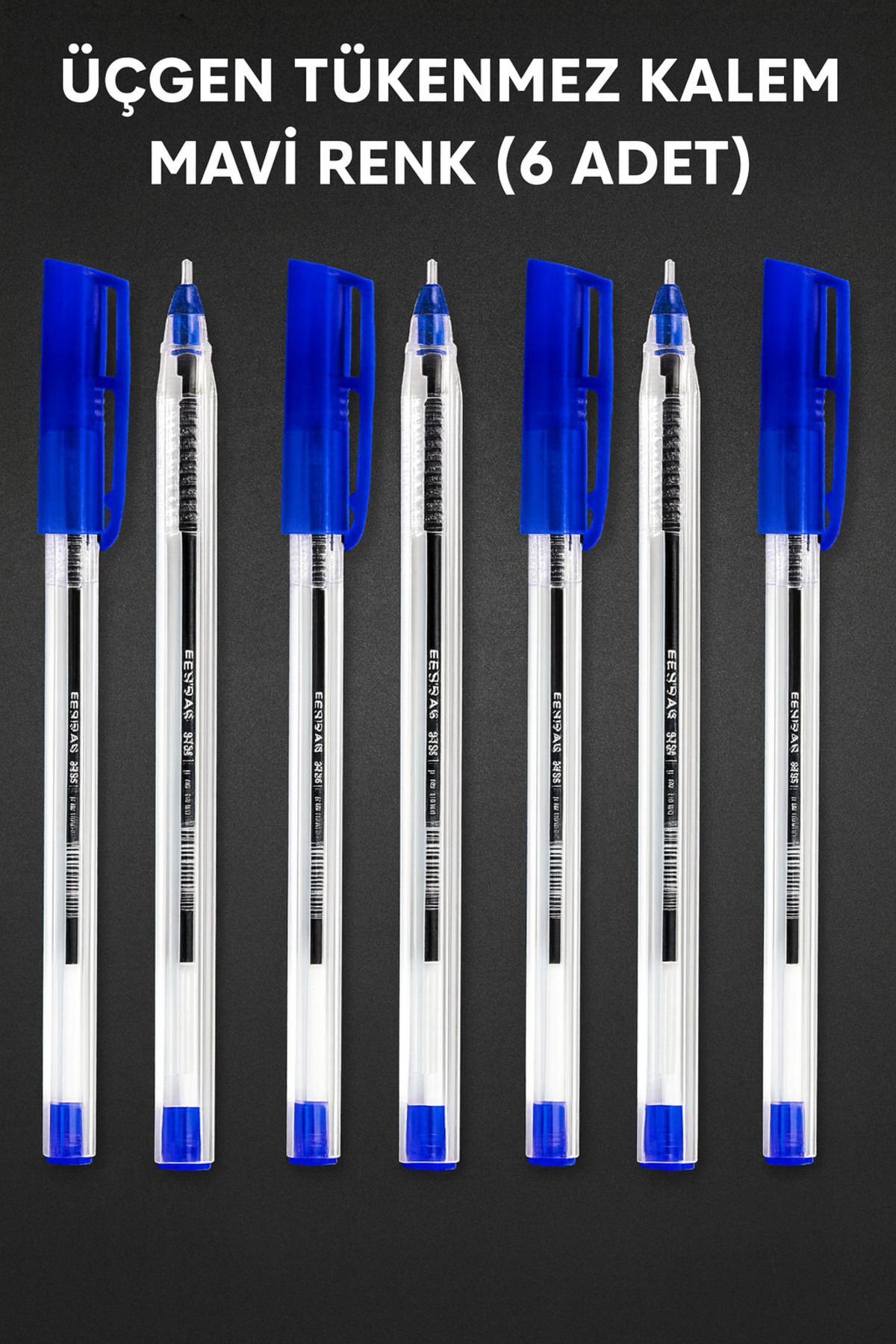 1.0 mm Triangular Body Ballpoint Pen Set (Blue, Black, Red) 6-Pack