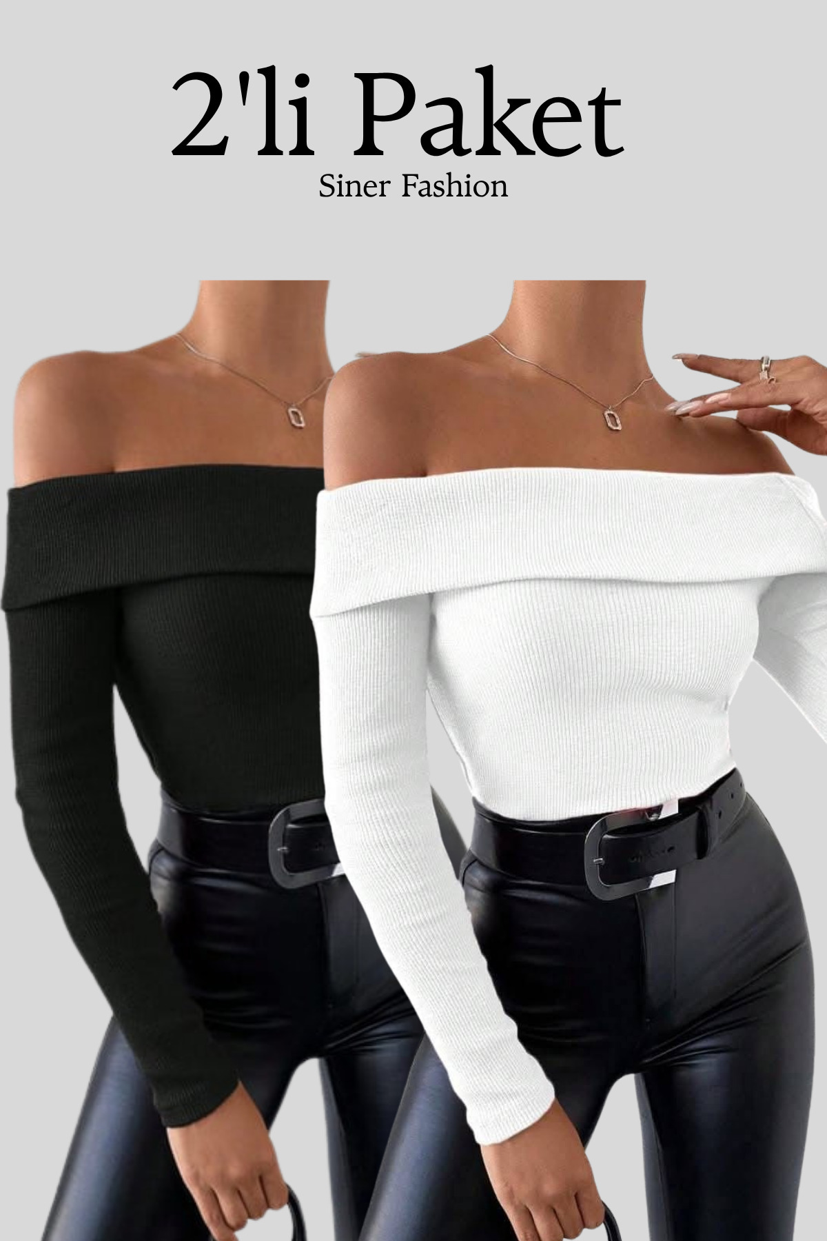 Siner Fashion Жіноча чорно-біла блузка з коміром-стійкою, довгими рукавами та шнурівкою