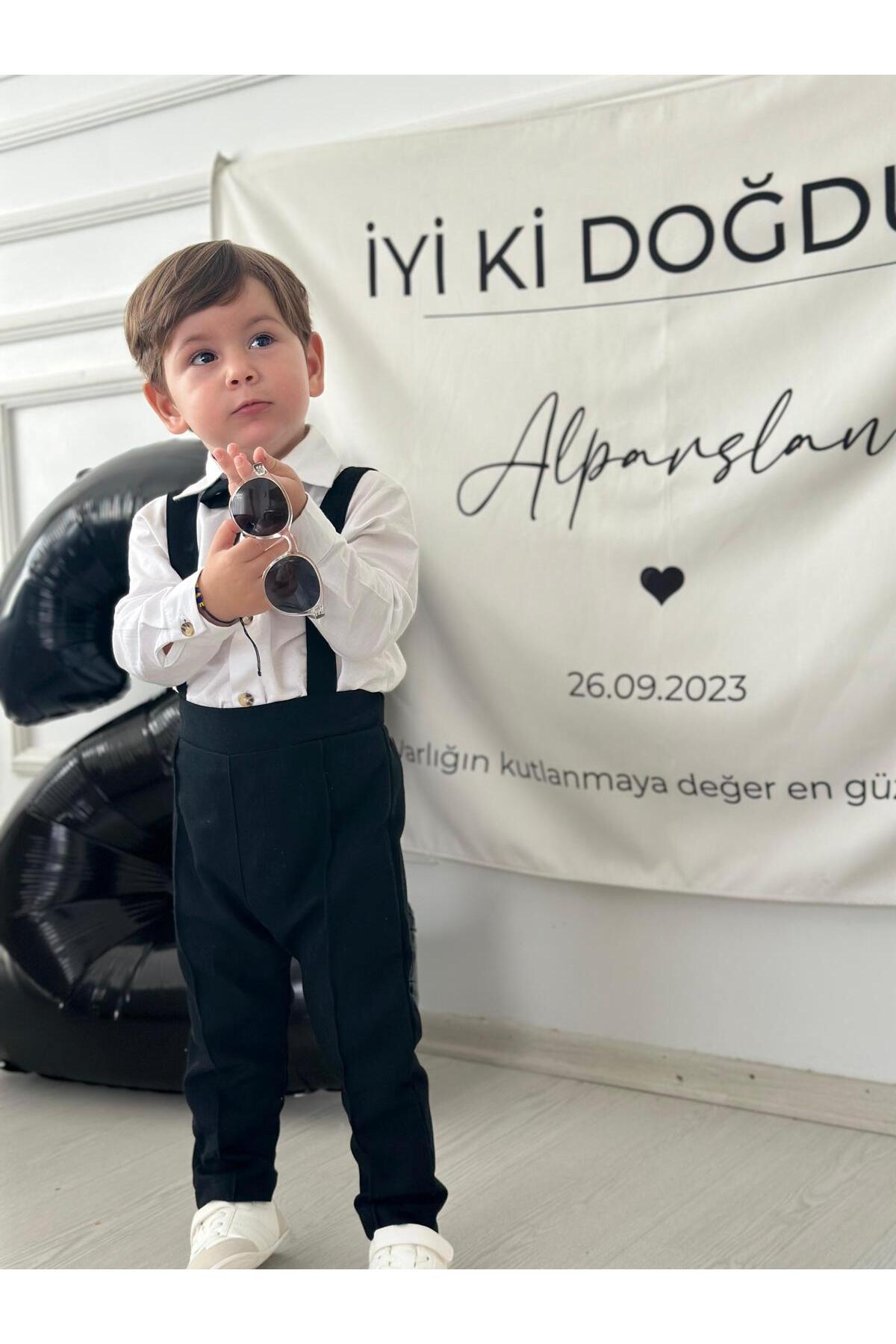 Z KİDS Yeni Siyah Gömlek Papyon Salopet Tulum Erkek Bebek Çocuk Takım fotoğrafı 2 (önizleme)