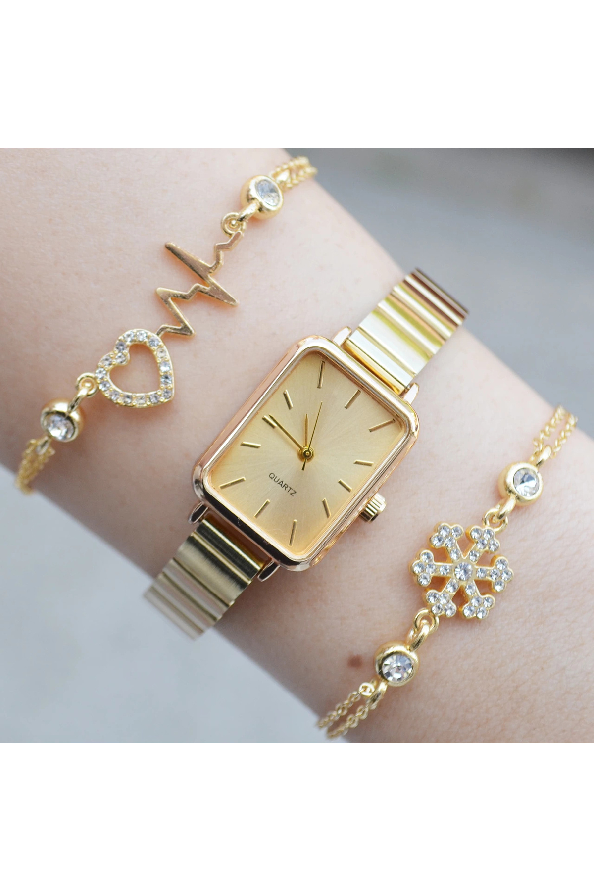 istanbul form Gold Metal Kordon Kadın Saat Kombini 2991