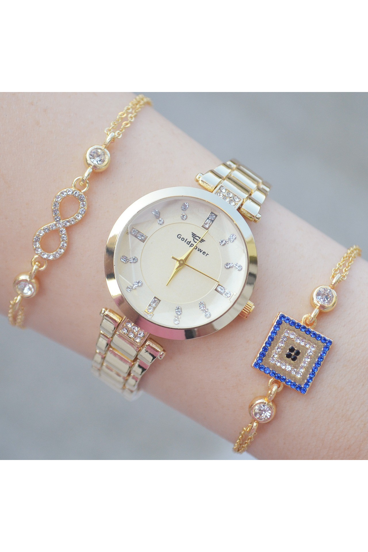 istanbul form Gold Metal Kordon Kadın Saat Kombini 2102