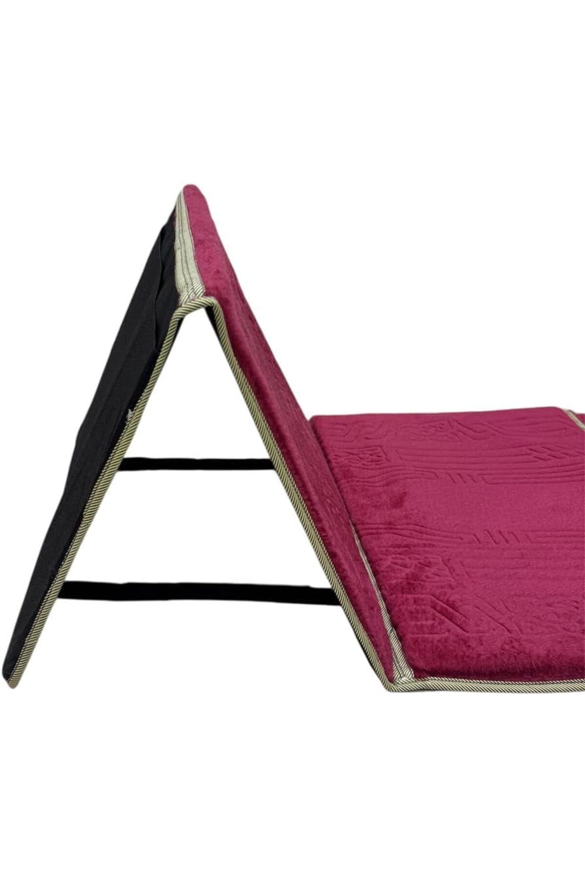 سجادة صلاة إسلامية 2 في 1 قابلة للطي للكرسي والتأمل والنزهات مع مسند للظهر (أحمر غامق)