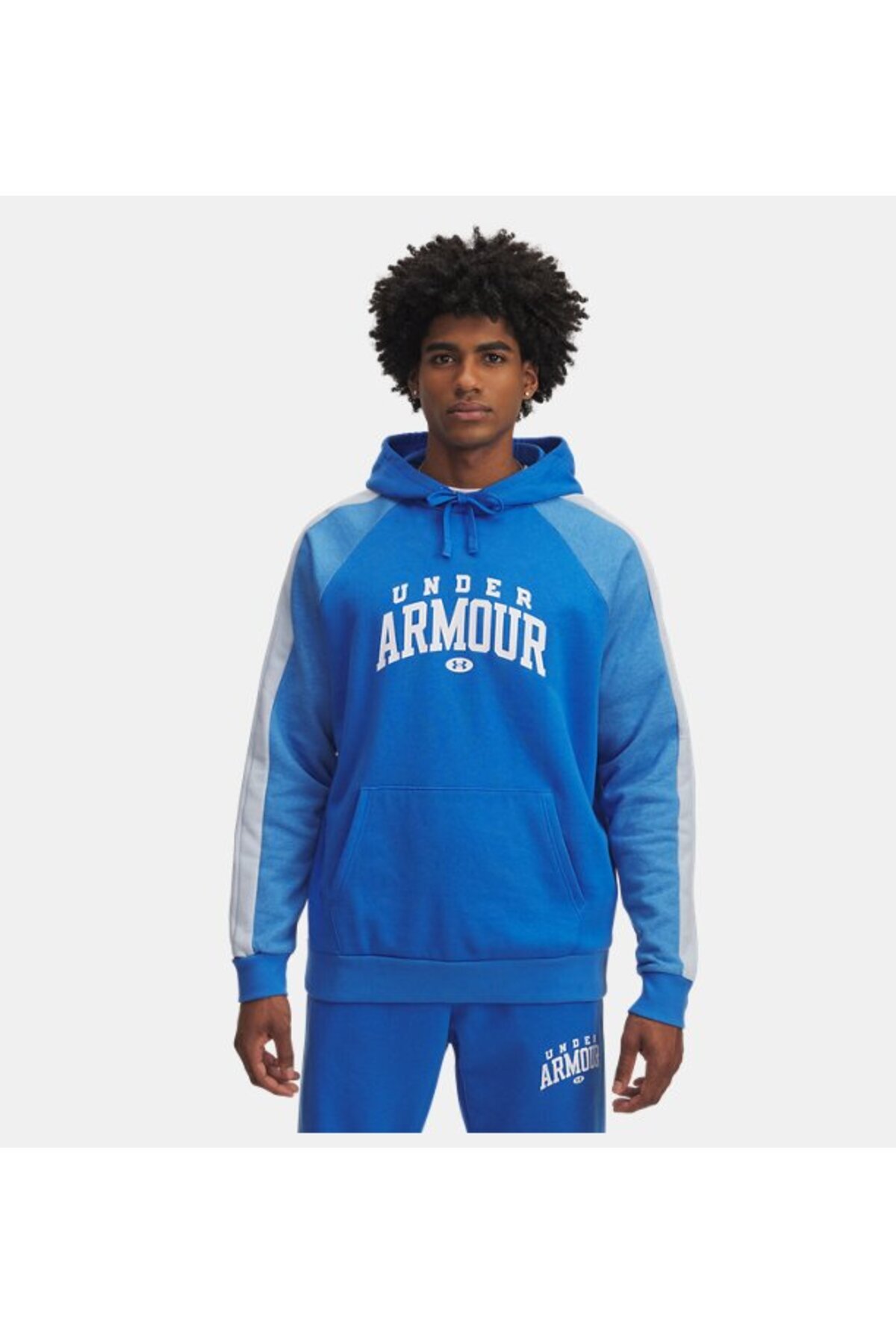 آندر آرمور سویشرت کلاه‌دار مردانه طرح Rival Fleece مدل Colorblock کد ۶۰۰۳۹۵۸-۴۰۲