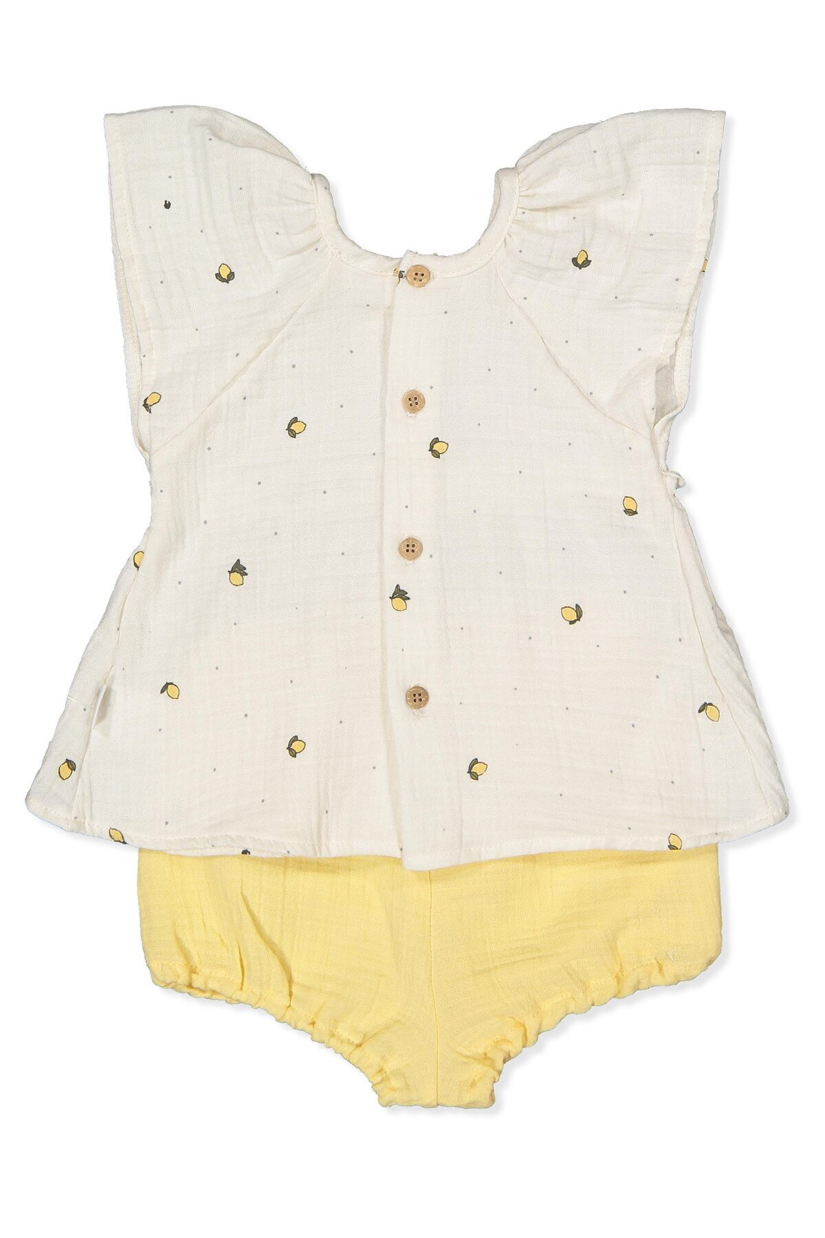 Bebetto DOKUMA MÜSLİN ŞORTLU 3LÜ TAKIM (SWEET LEMON) KOYU EKRU fotoğrafı 2 (önizleme)