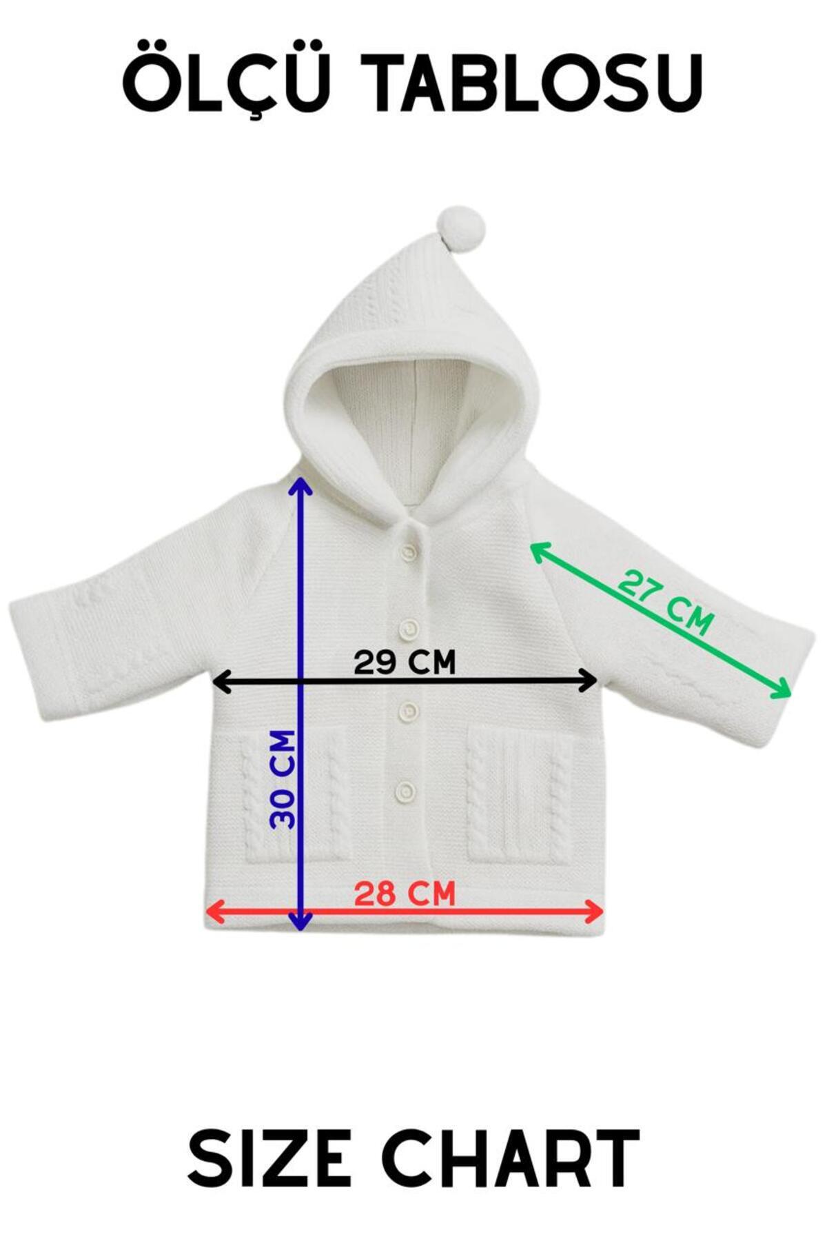 Cevval DESEN DOKULU KAPÜŞONLU PONPONLU ÇİFT KAT ÖRME BEBEK HIRKA fotoğrafı 3 (önizleme)