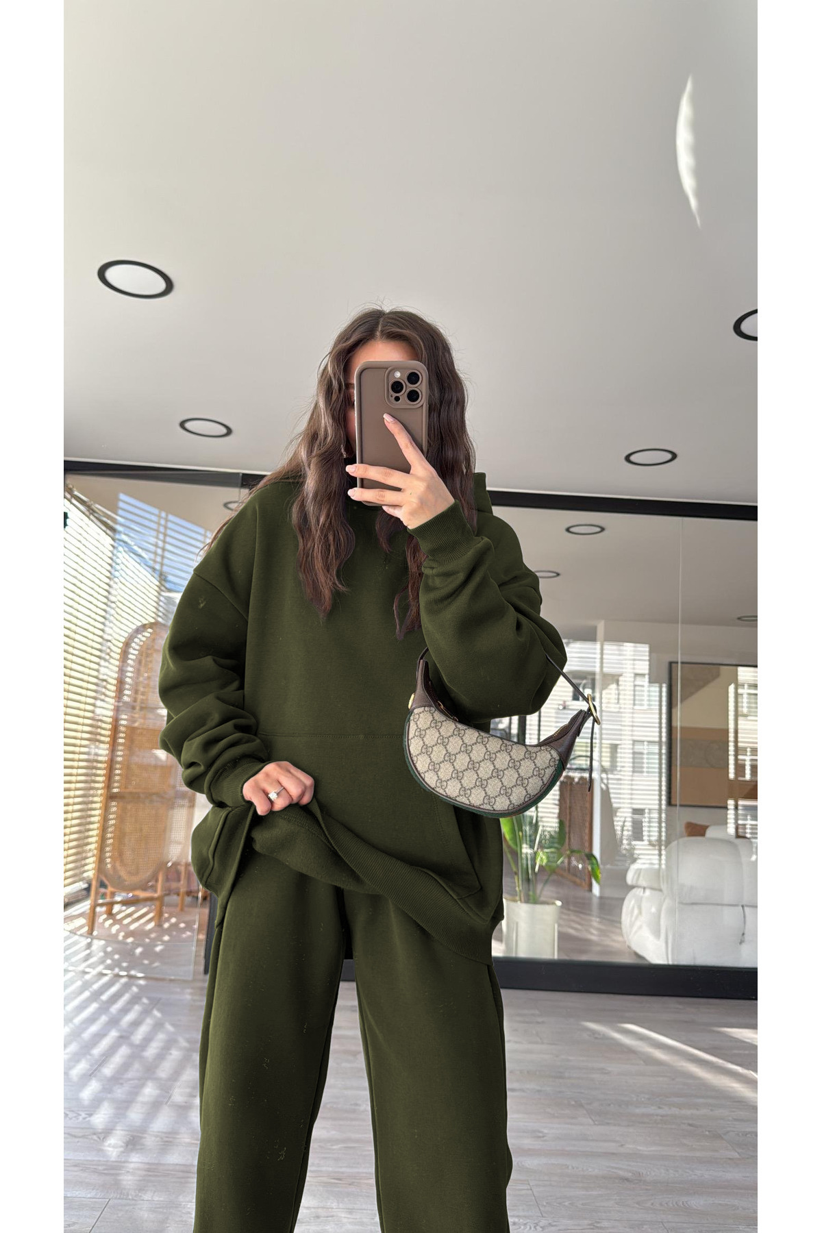 Baybay KADIN 3 İPLİK OVERSİZE KAPÜŞONLU EŞOFMAN TAKIMI