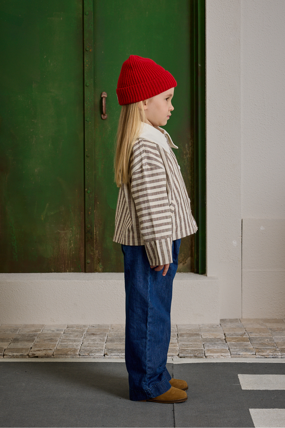 Fahhar Kids Yakalı Çizgili Ceket Bej fotoğrafı 3 (önizleme)