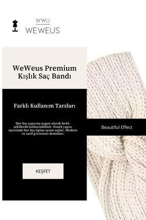 Weweus Krem Örme Kışlık Premium Kadın Saç Bandı