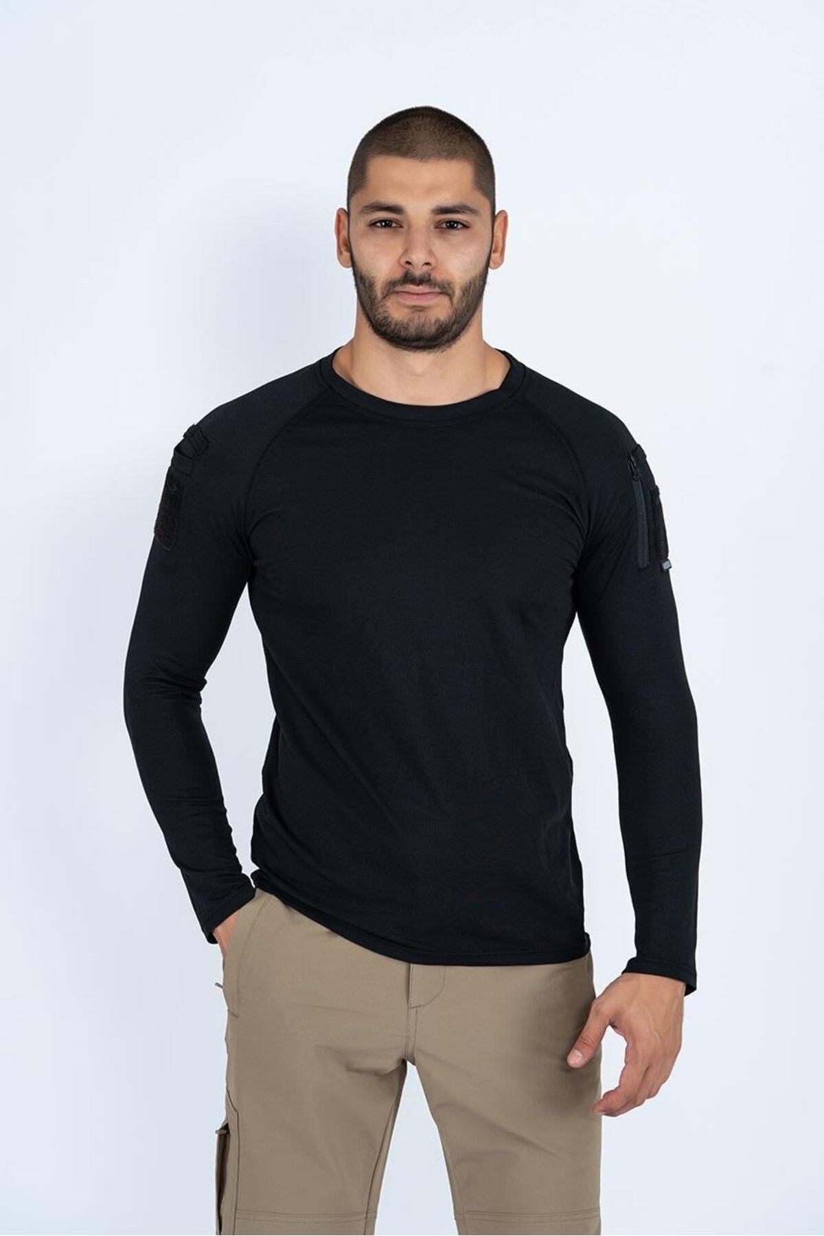 Wolff Combat Tactical Outdoor Pamuklu Tişört Günlük Sıfır Yaka Uzunkol Tişörtü T-Shirt - 801 görsel 2