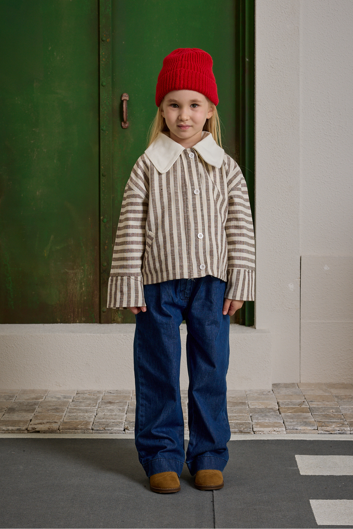 Fahhar Kids Yakalı Çizgili Ceket Bej fotoğrafı 2 (önizleme)