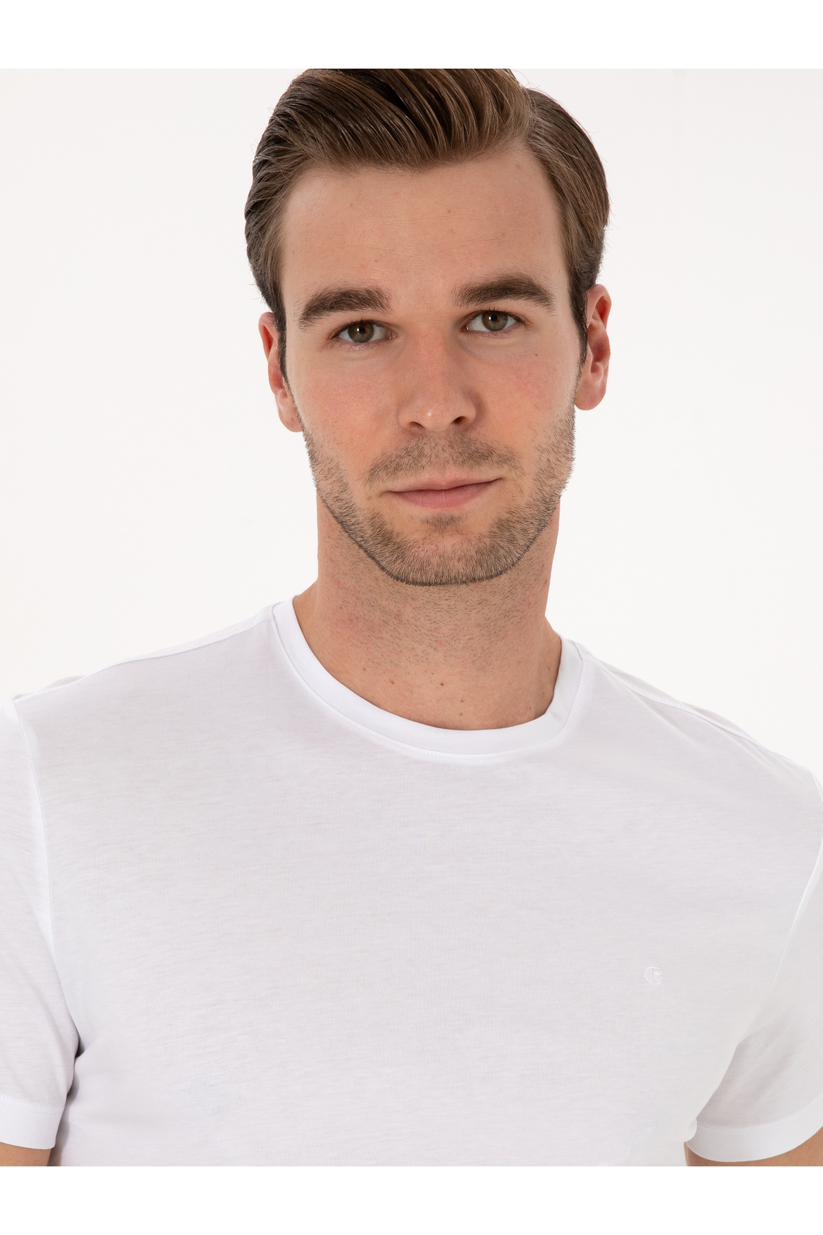 Cacharel  Beyaz Slim Fit %100 Pamuk Bisiklet Yaka Basic T-shirt 50324401-VR013 - Görsel 2