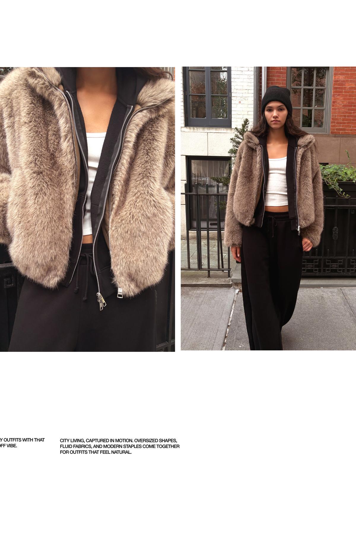 Bershka  Suni kürk efektli ceket - Görsel 5