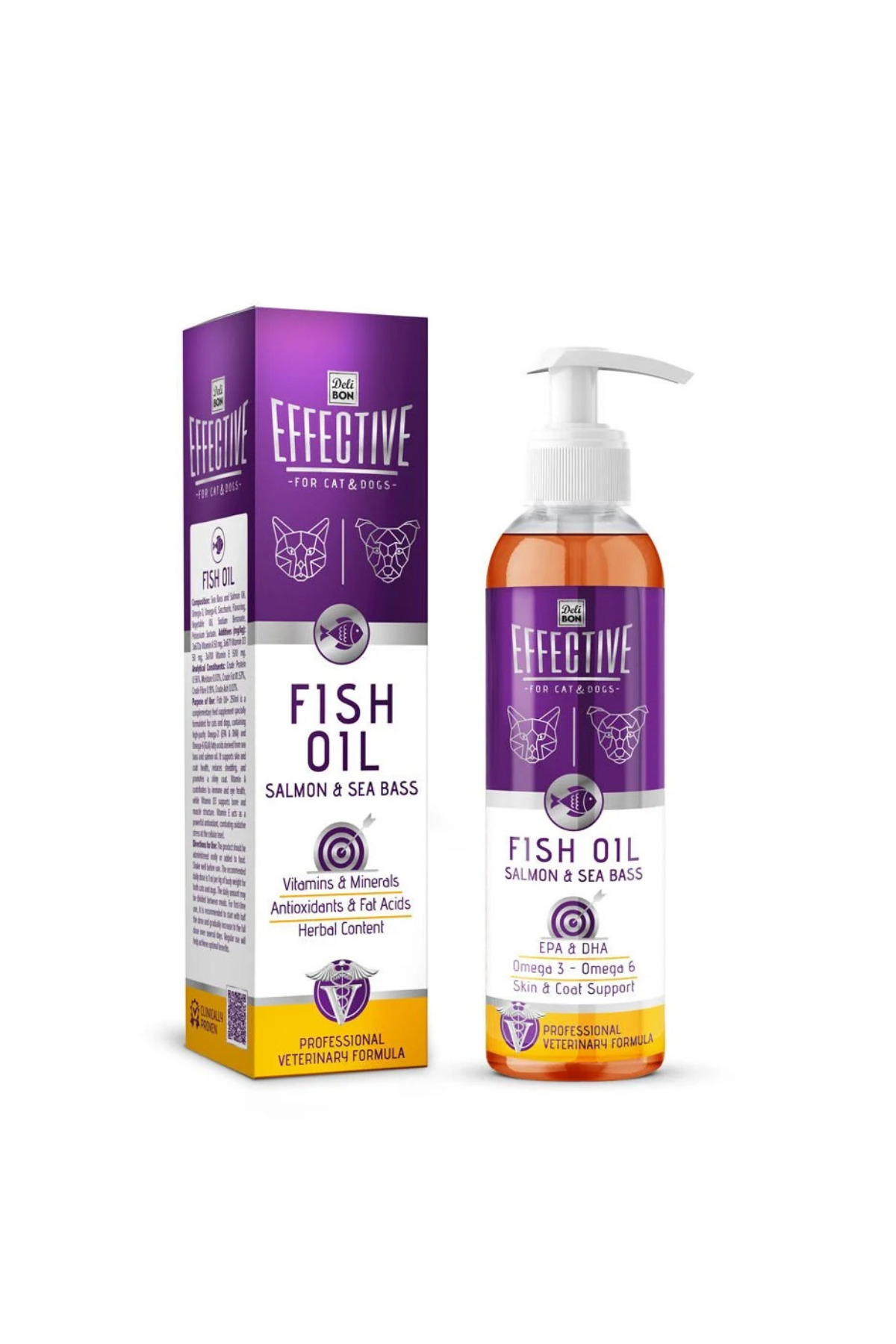 Delibon Effective Kedi Ve Köpek Takviye Ürünleri Somon Yağı 250Ml