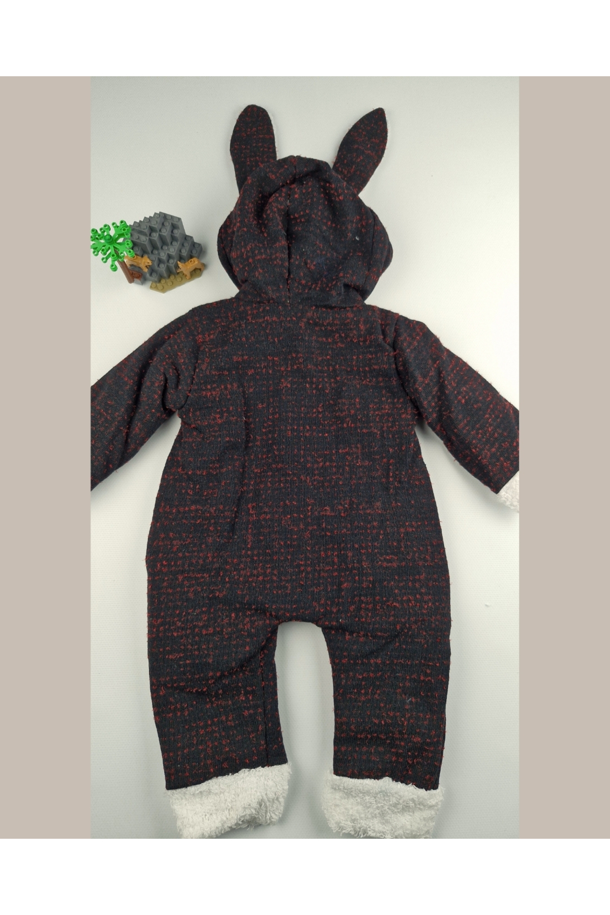 asliva Pamuklu Welsoft Bebek Tulumu Tavşan Kulaklı Kapüşonlu & Düğmeli Siyah - 9-24 Ay fotoğrafı 6 (önizleme)