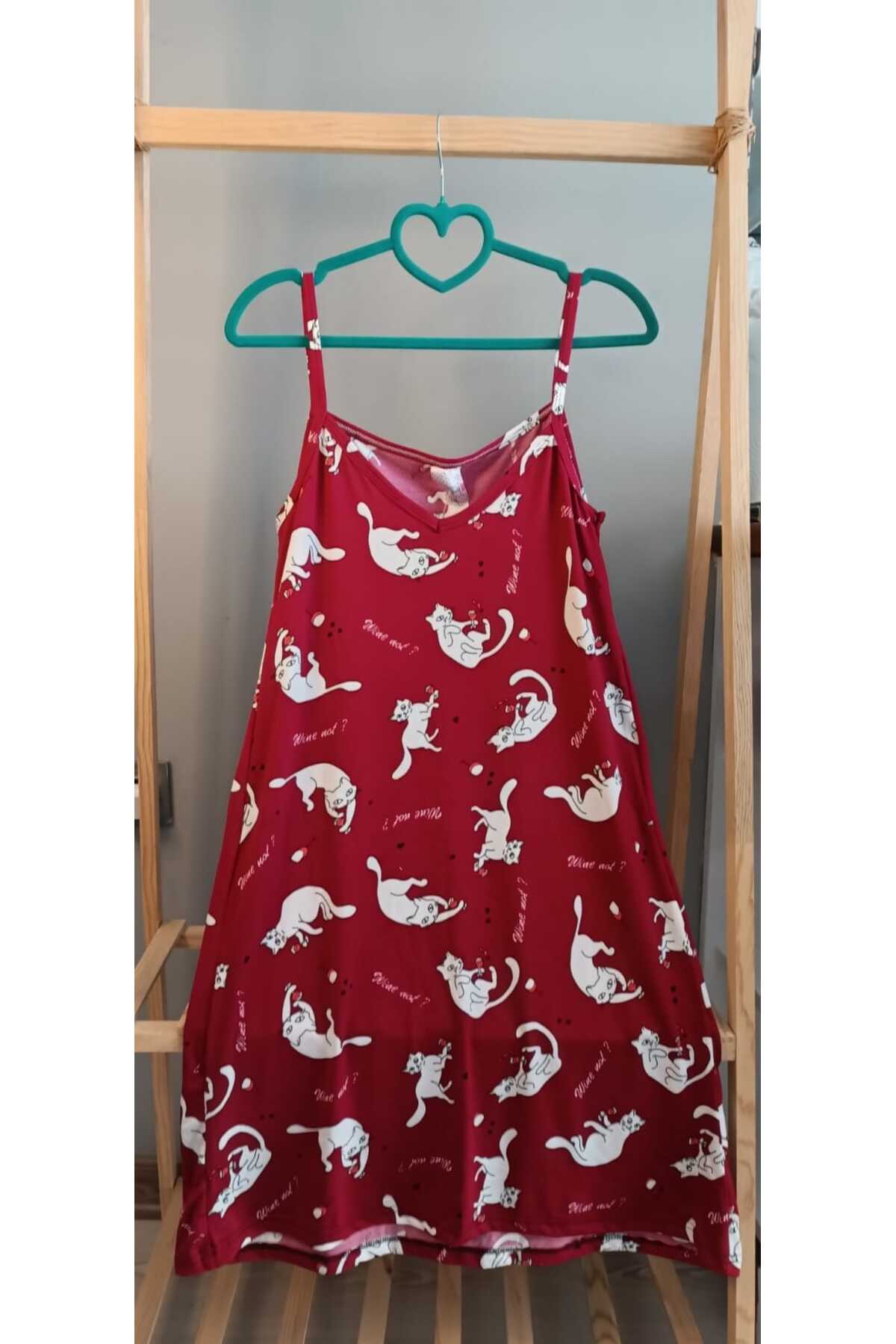 Nuvella KADIN MİLAN KUMAŞ ASKILI KEDİLİ BORDO GECELİK