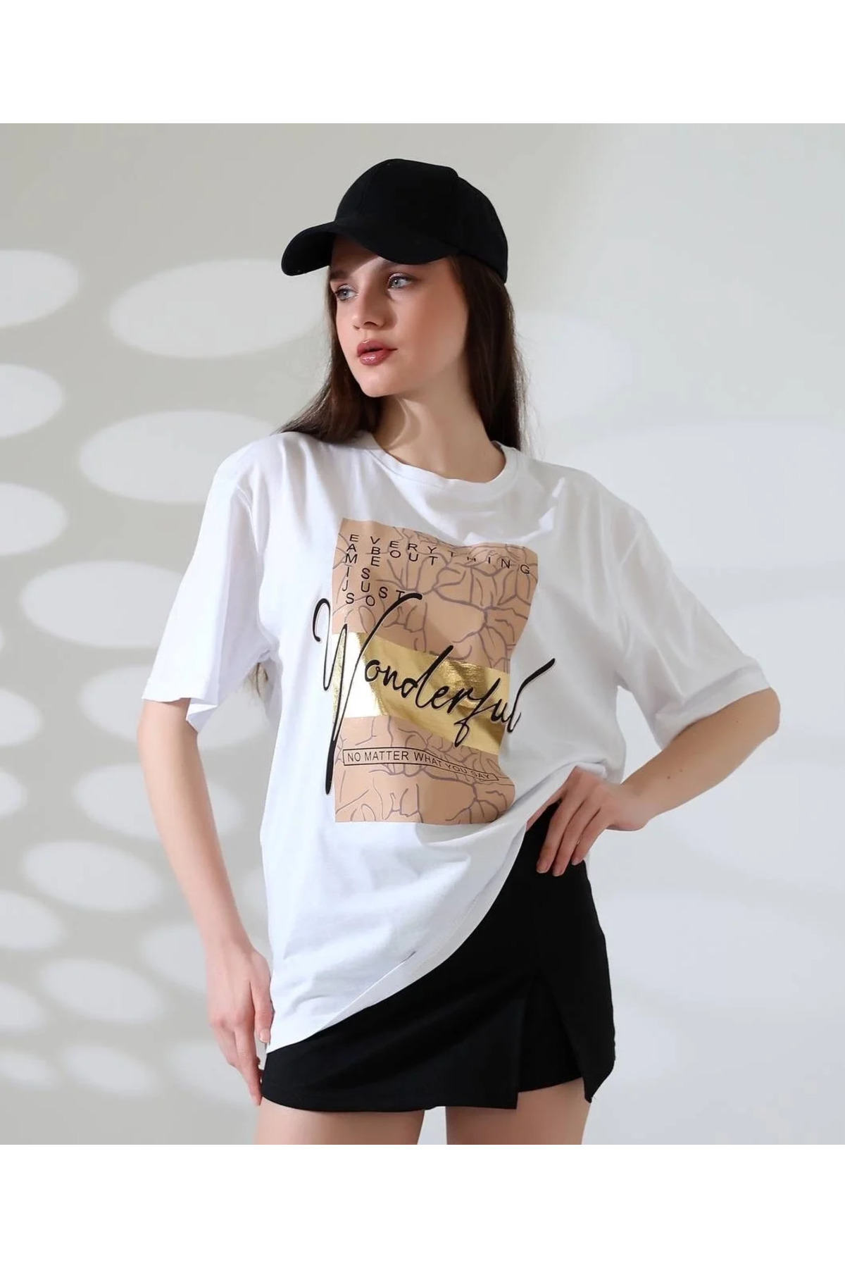 lunirawear Varak baskılı imza desen tişört