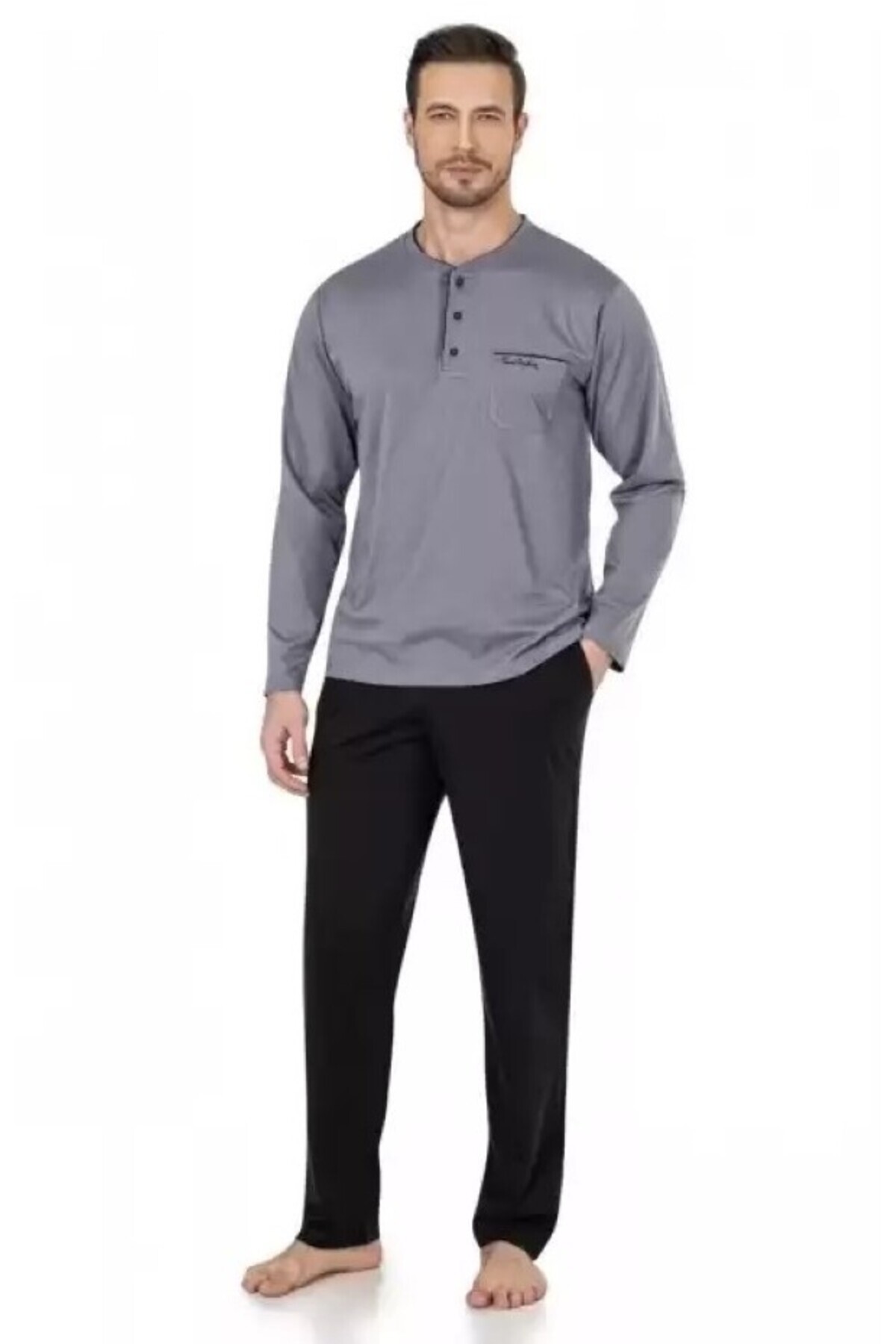 ست پیژامه مردانه راسته فاق نرمال آستین بلند | پیر کاردین Pierre Cardin THCL0VR5PC - تصویر 3