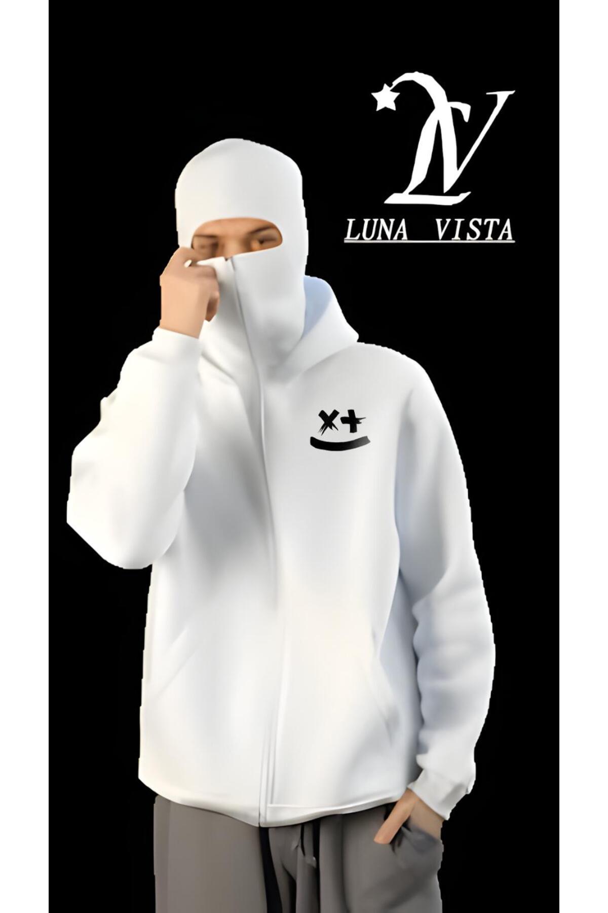 ZEMLİYA - UNİSEX KAR MASKELİ NİNJA SWEATSHIRT HIRKA 3 İPLİK KALIN OVERSİZE görsel 2