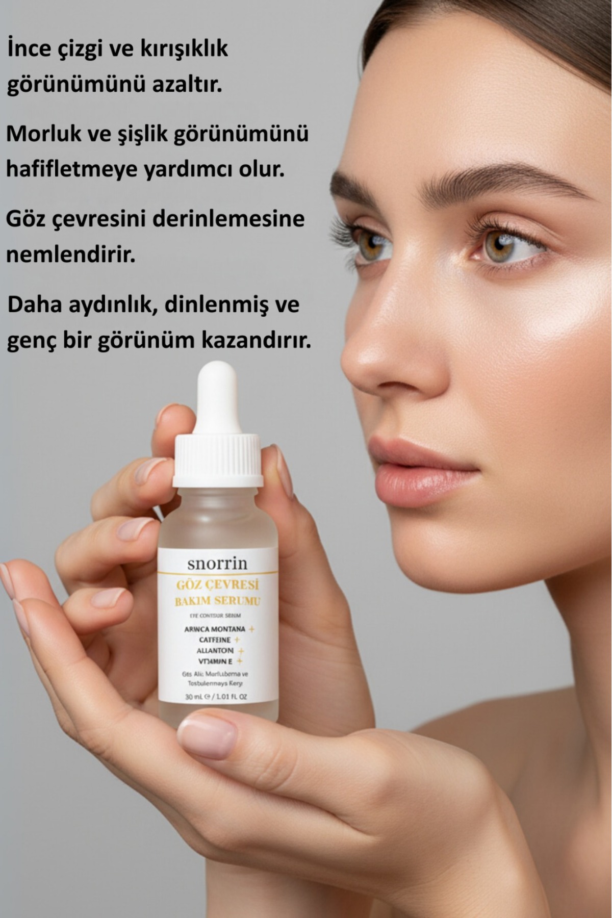 Göz Serumu Aydınlatıcı, Morluk ve Torbalanma Karşıtı Göz Altı Bakımı %5 Kafein + Kolajen 30 ml — S-002g — تصویر 3 از 4