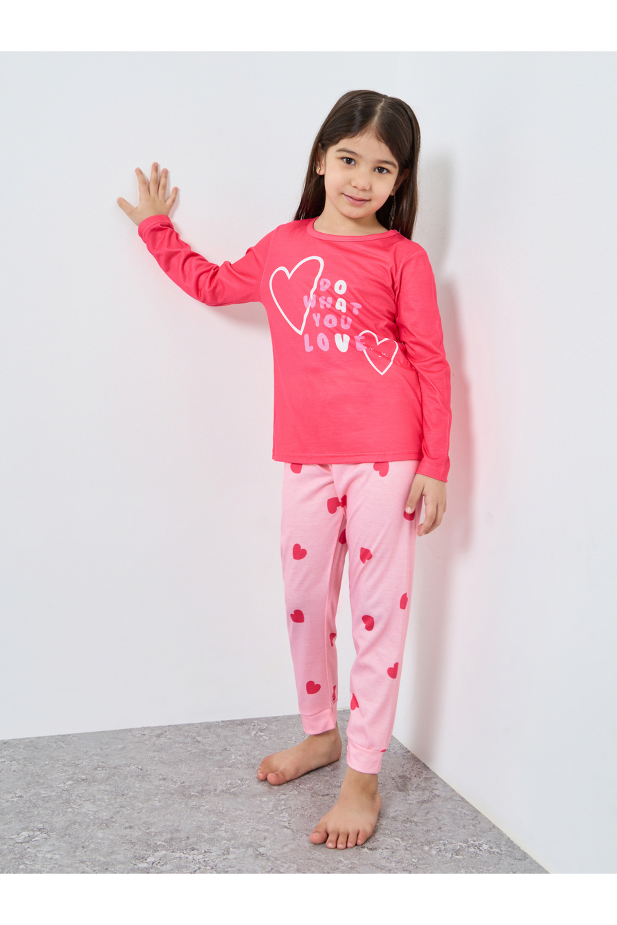 Styli Pink Printed Long Sleeve T-Shirt and Pyjama Set