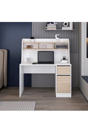 Home İzi Orina Çalışma Masası - Beyaz/Derin Sepet