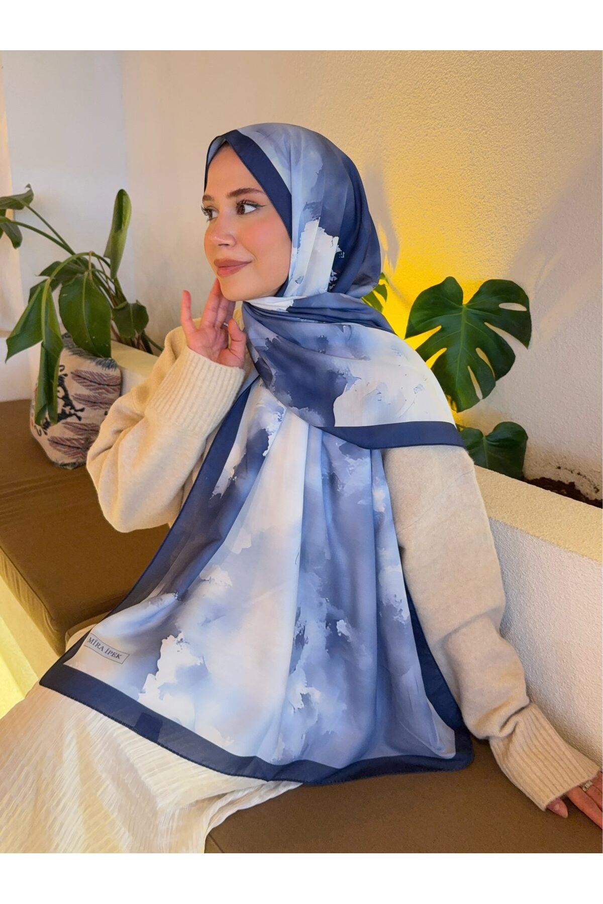 Mira İpek  Desenli Pamuk Soft Şal İlham Serisi Degrade Şal ps137 - Görsel 3