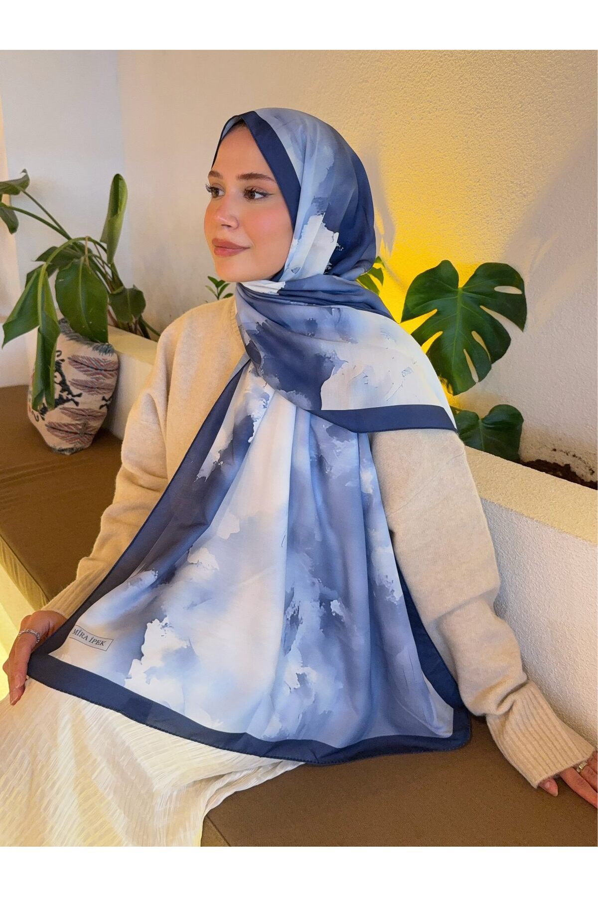 Mira İpek  Desenli Pamuk Soft Şal İlham Serisi Degrade Şal ps137 - Görsel 6
