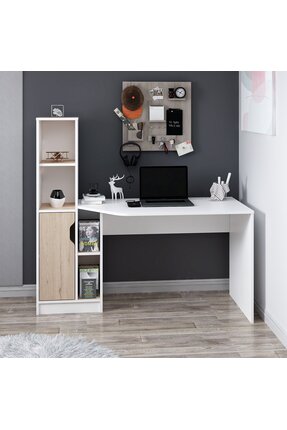 Home İzi Viora Çalışma Masası - Beyaz/Derin Sepet