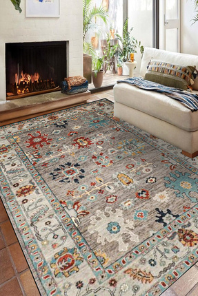 KONUKHOUSE Afgan Halısı Vintage El dokuma Görünümlü Dekoratif İnce Kaymaz Dot...