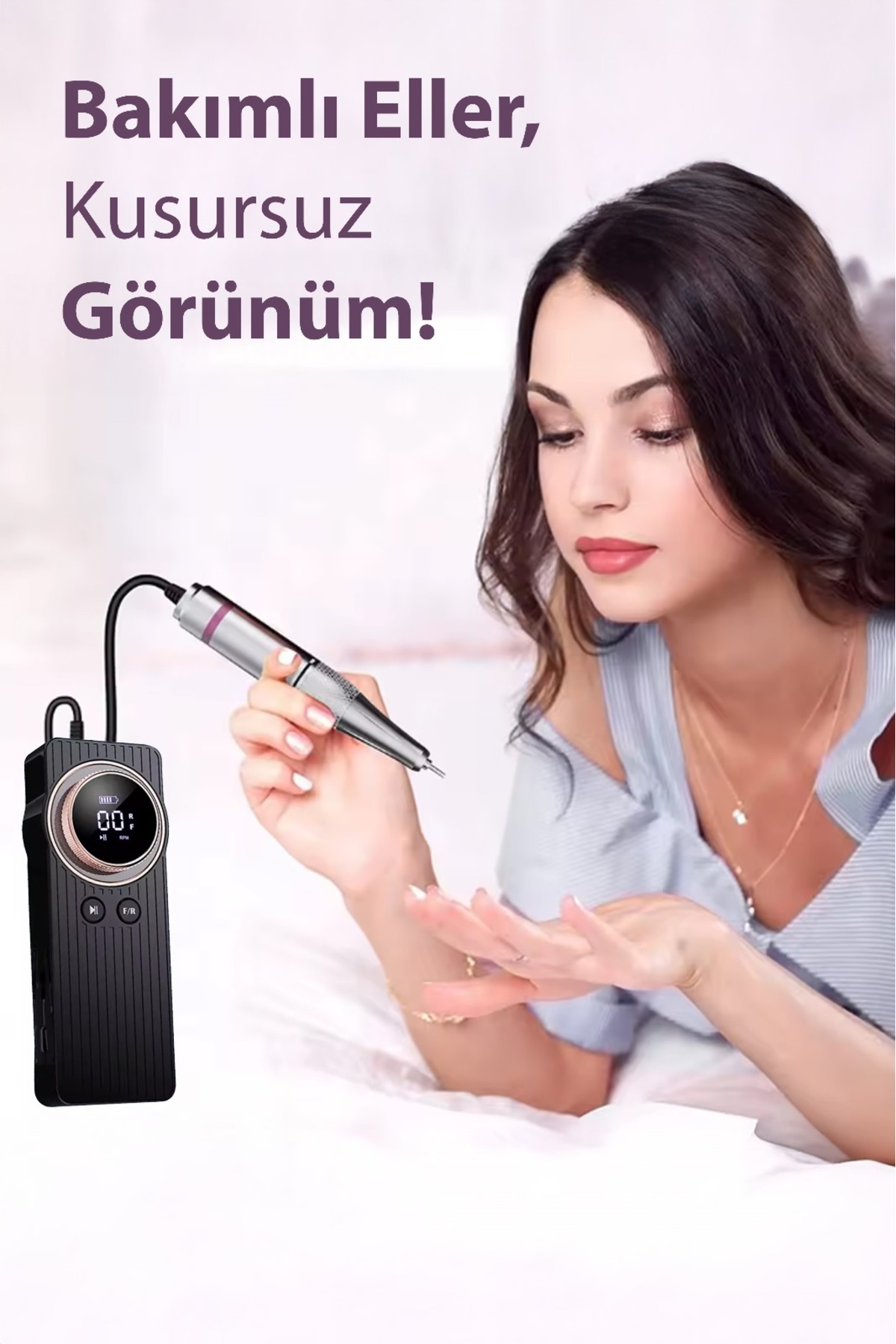 TRNKO1 Siyah Seri Profesyonel Tırnak Törpü Manikür Pedikür Makinesi 10 Başlıklı Seri — JETLİNESİYAHRENKTIRNAKSERİTRNK01 — تصویر 6 از 8