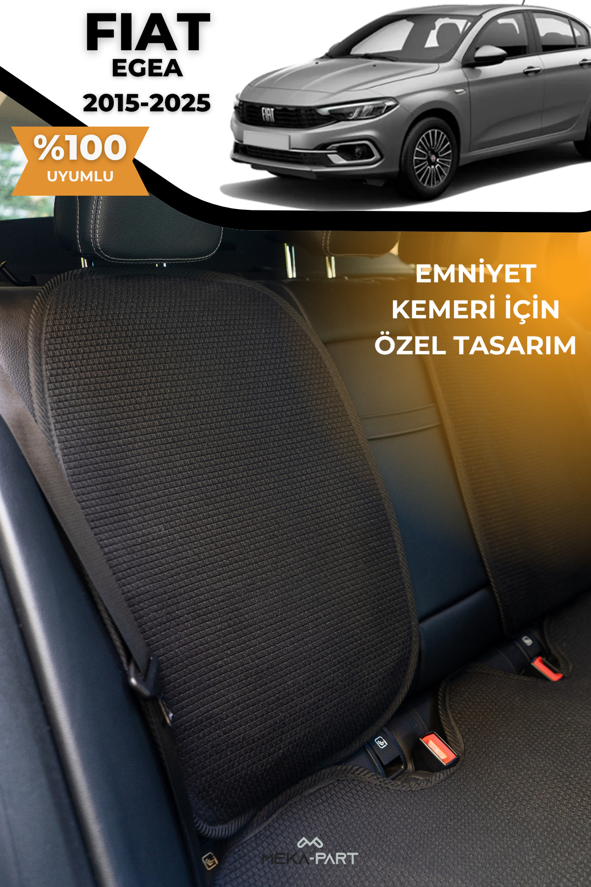 TREND Terletmez Oto Koltuk Koruyucu Kılıf %100 Pamuk 5 li Tam Set Siyah Fiat Egea fotoğrafı 2 (önizleme)
