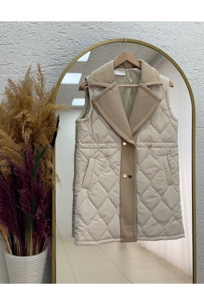 BENAHOLL Esila Baklava Desen Belden Sıkmalı Şişme Yelek-EN2192 Taş