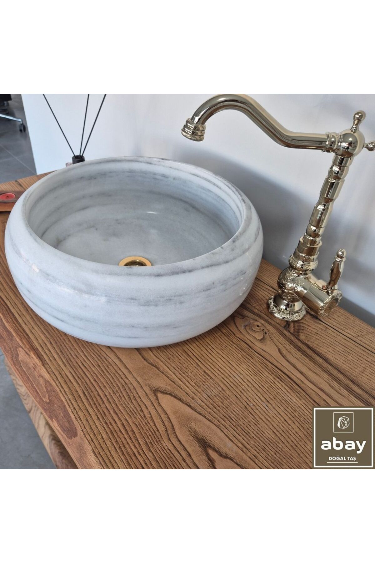 Abay Doğal Taş Marmara Gri Bombeli Mermer Lavabo