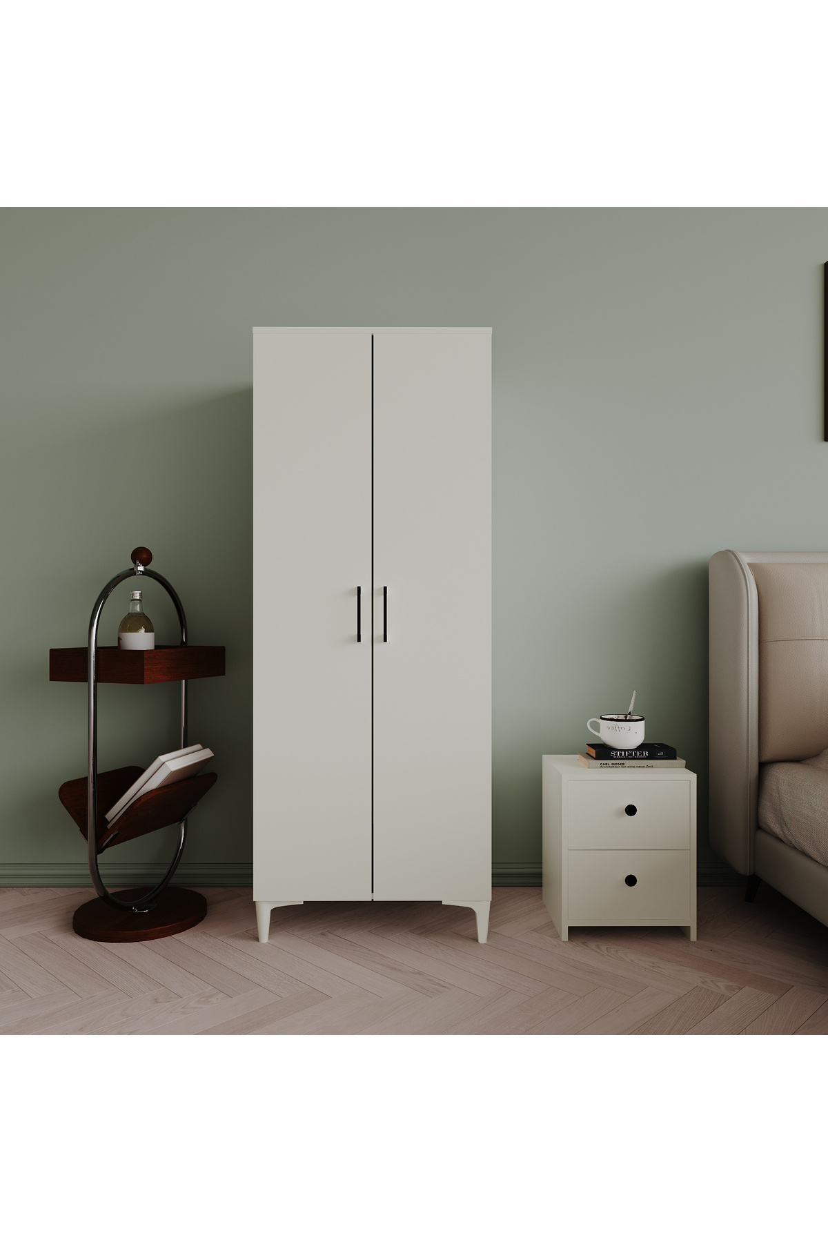 MORİVA HOME %100 MDF BEYAZ 2 KAPAKLI ELBİSE DOLABI GARDIROP – SAĞLAM BAĞLANTI, MODERN TASARIM 12 CM AYAKLI