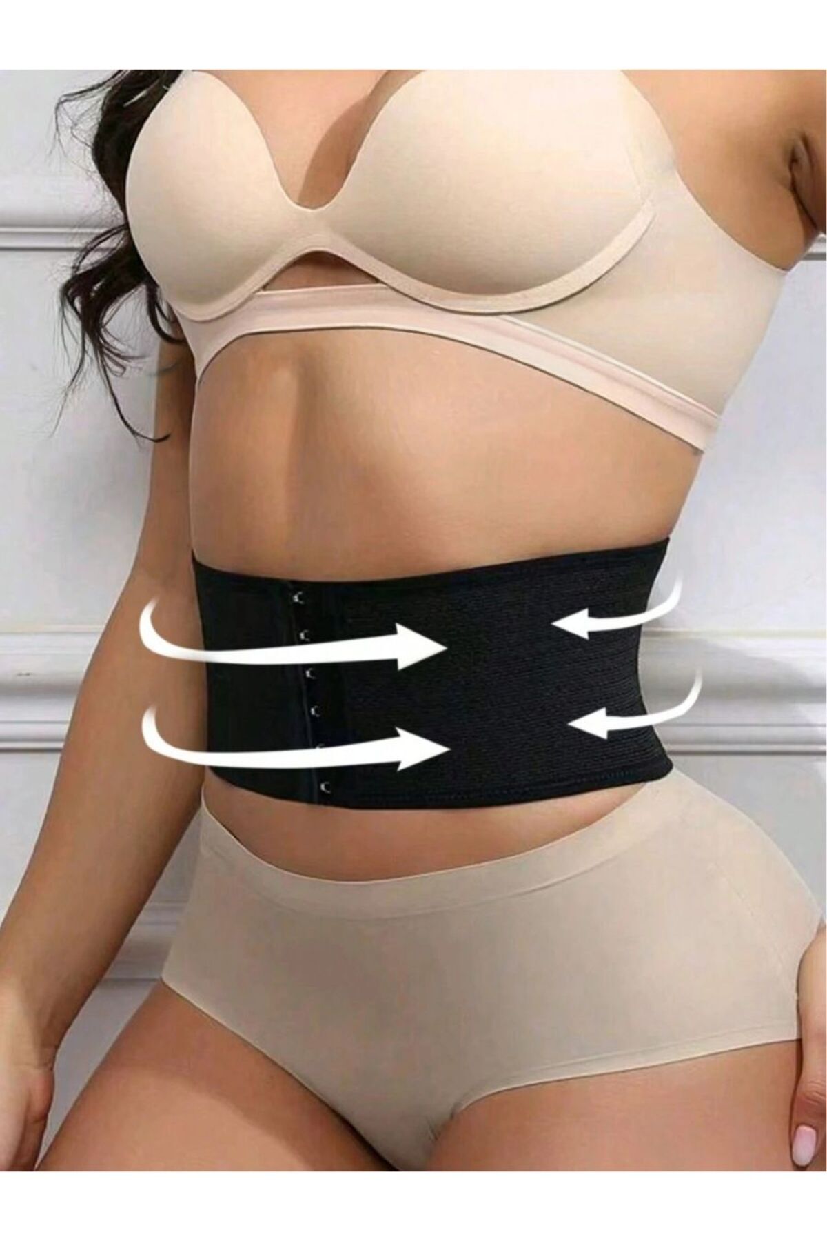 MİSTİRİK Serone Kısa Model Beli Saran Karın Ve Göbek Toparlayıcı Esnek Korse Siyah Renk görsel 4