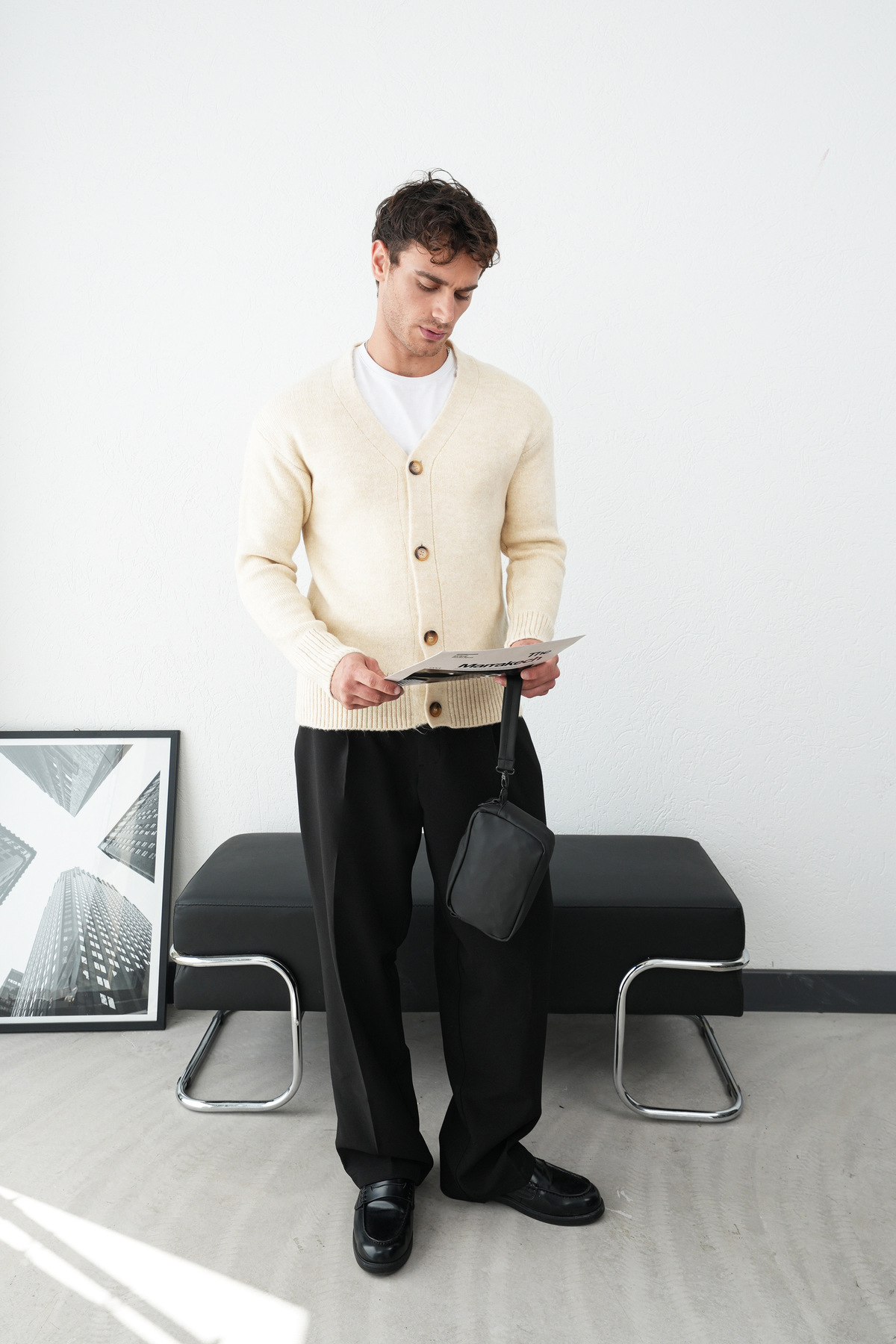 Genel Markalar  Düğmeli Oversize Hırka - Görsel 3