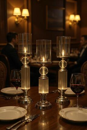 ECHOMEDECOR 3'LÜ BORU CAMLI DEKORATİF ŞAMDAN