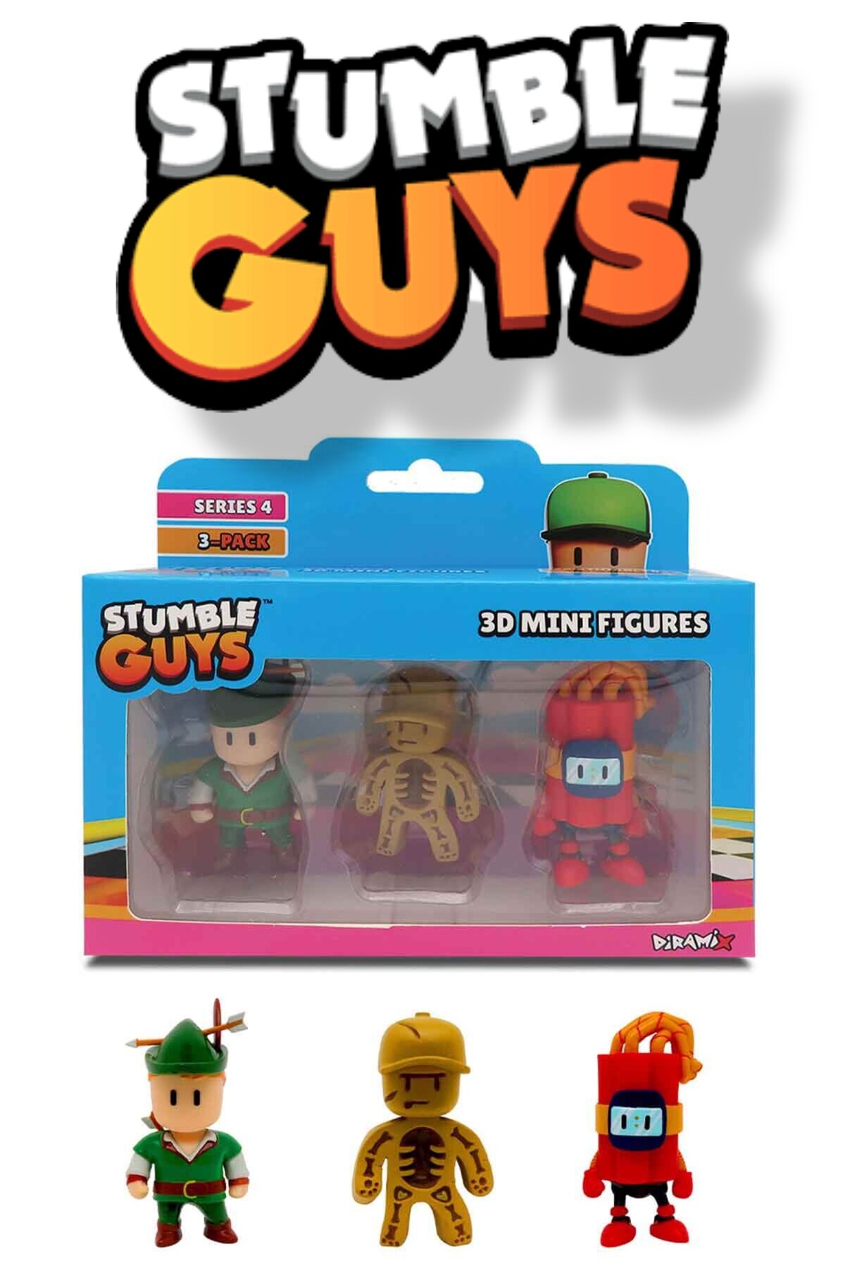 TOYFEST Stumble Guys 3-Pack Mini Figure Series 4 - Green Hood