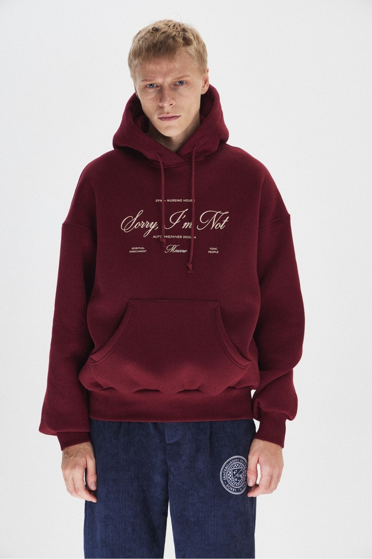 Flaubert  -Unisex baskılı Sorry, I'm Not sweatshırt 3iplik kaliteli kumaş oversize kesim - Görsel 2