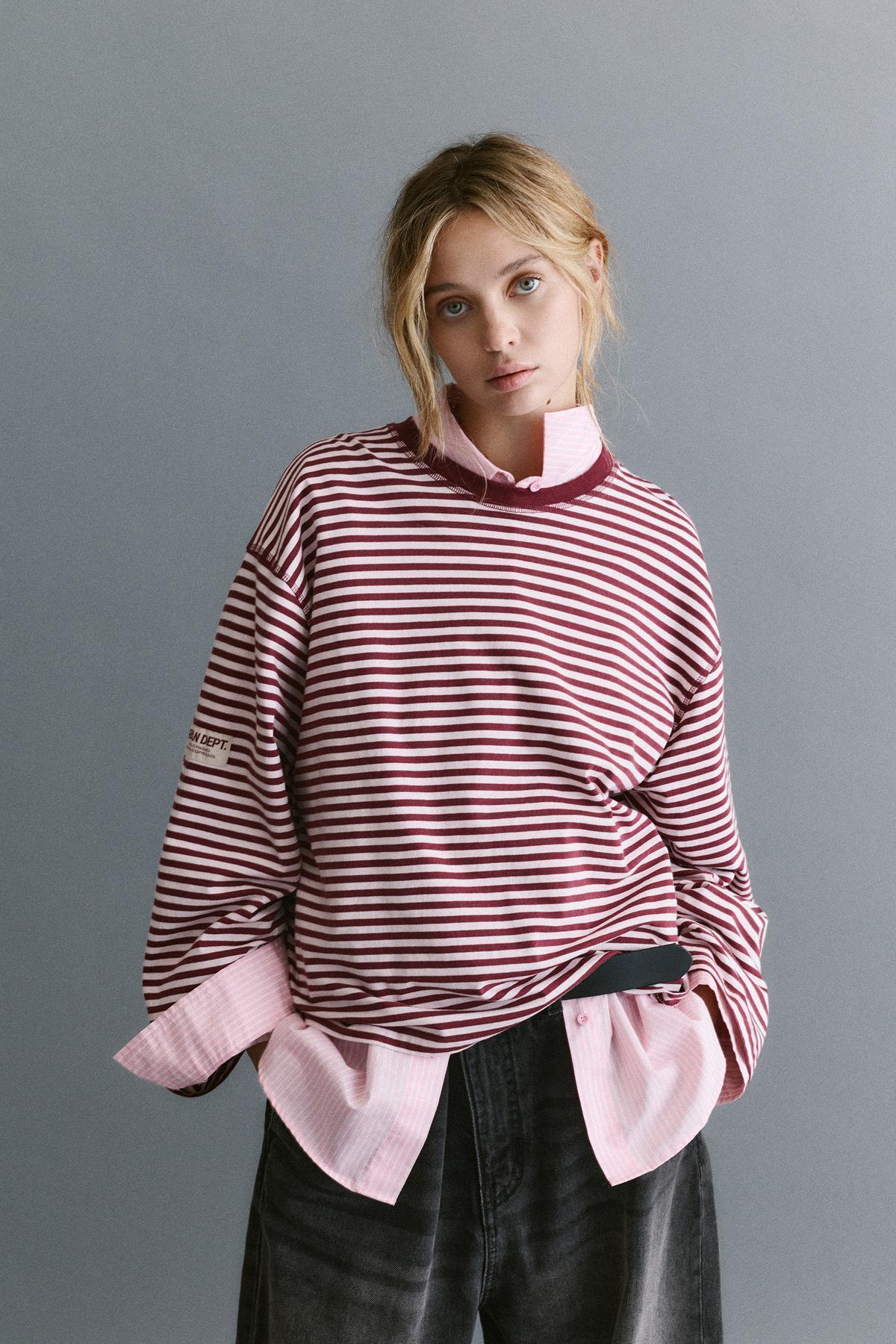 Pull & Bear Uzun kollu çizgili t-shirt