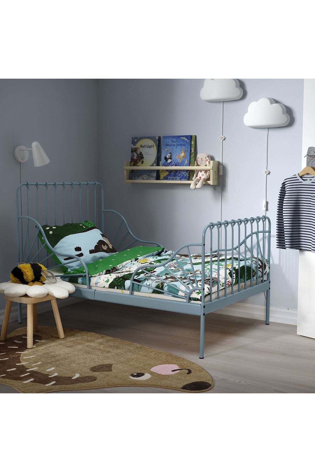 hobiurun Uzayabilen çocuk karyolası, gri-mavi, 80x200 cm fotoğrafı 3 (önizleme)