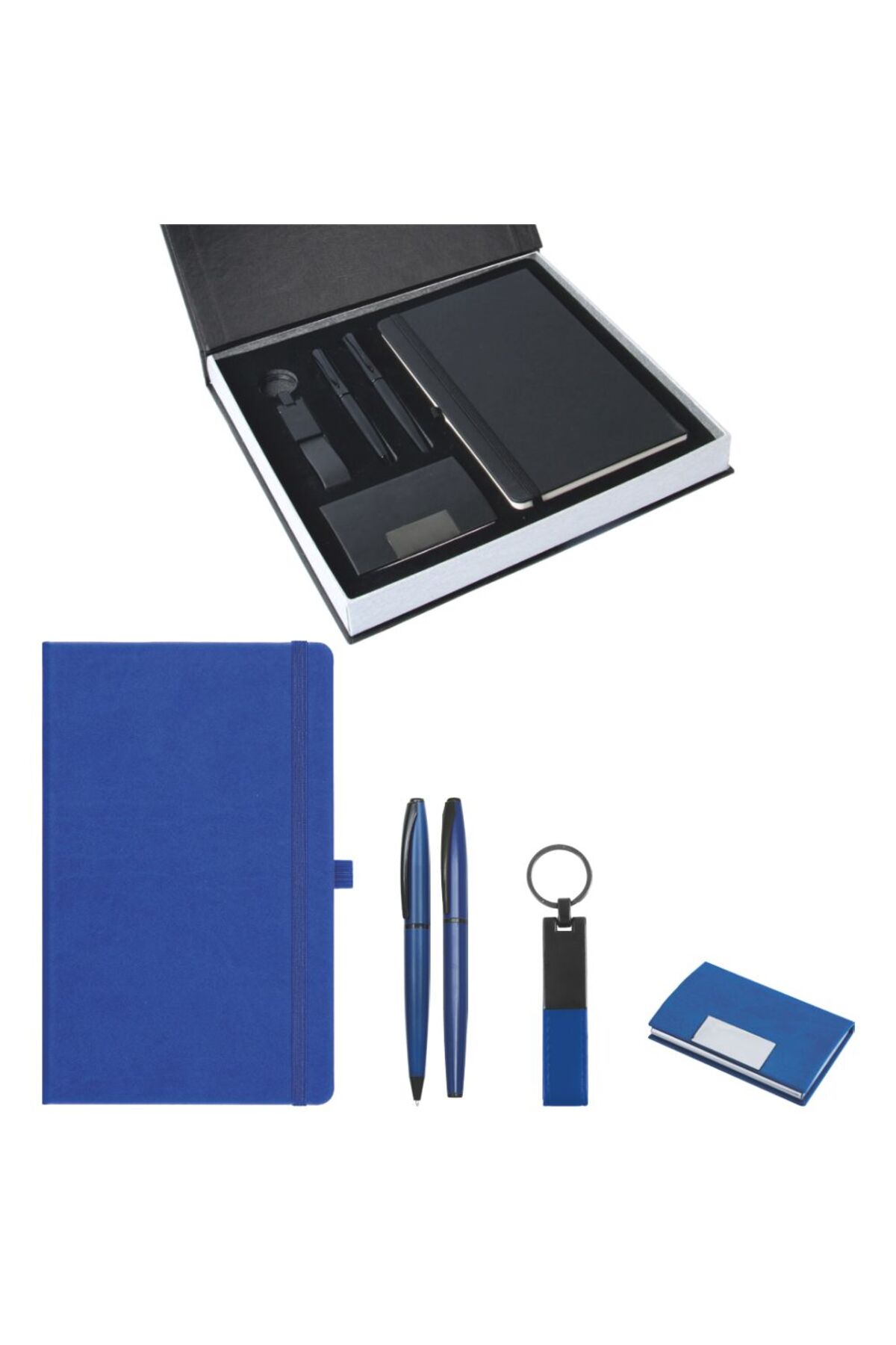 VIP Hediyelik Set - Defter, Kalem, Anahtarlık ve Kartvizitlik - (4’lı Kurumsal Hediye Set) - 4185LCV