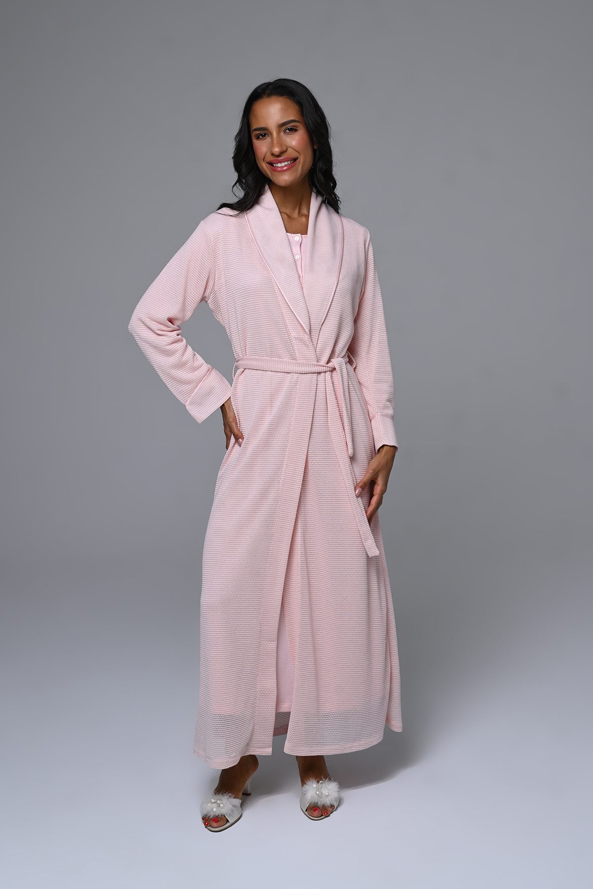 Marilyn Club Uzun Sabahlıklı Kadın Gecelik 2'li Takım