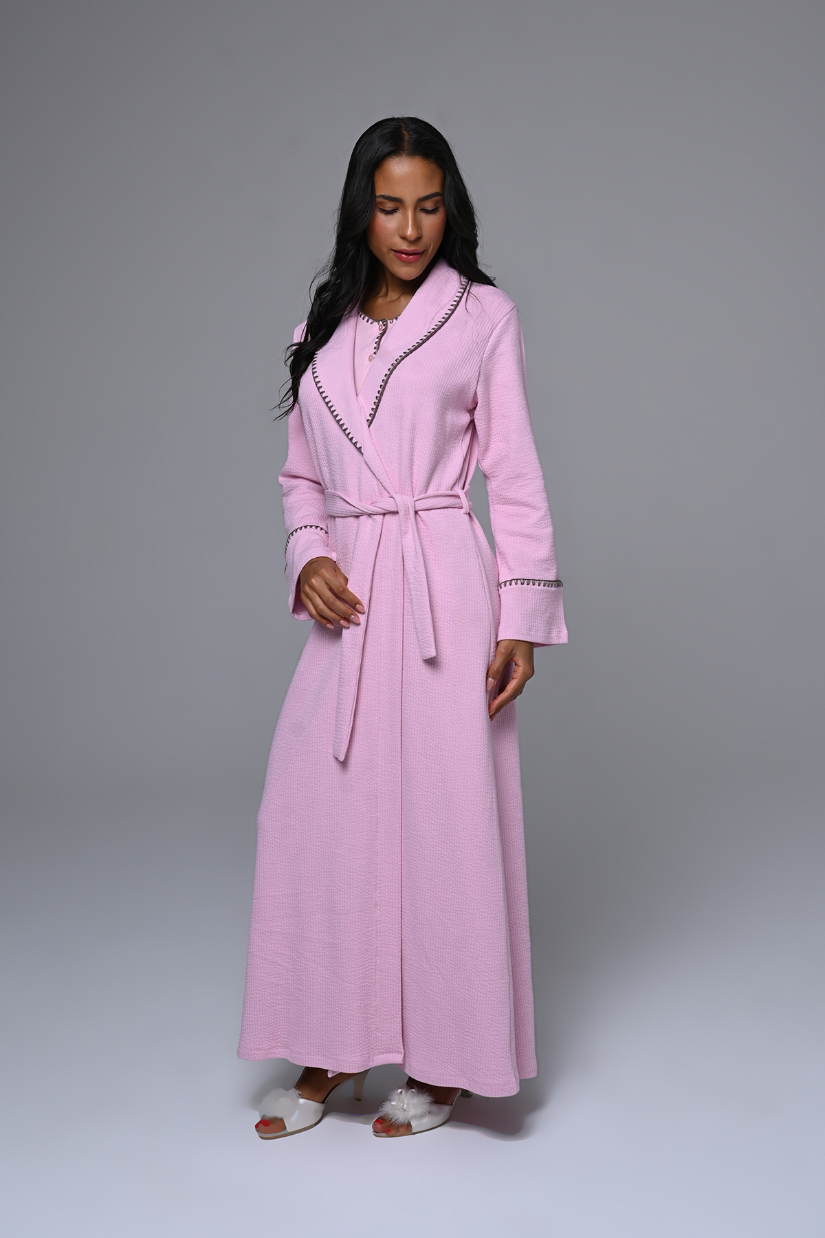 Marilyn Club Uzun Boy Sabahlıklı Kadın Gecelik 2'li Takım