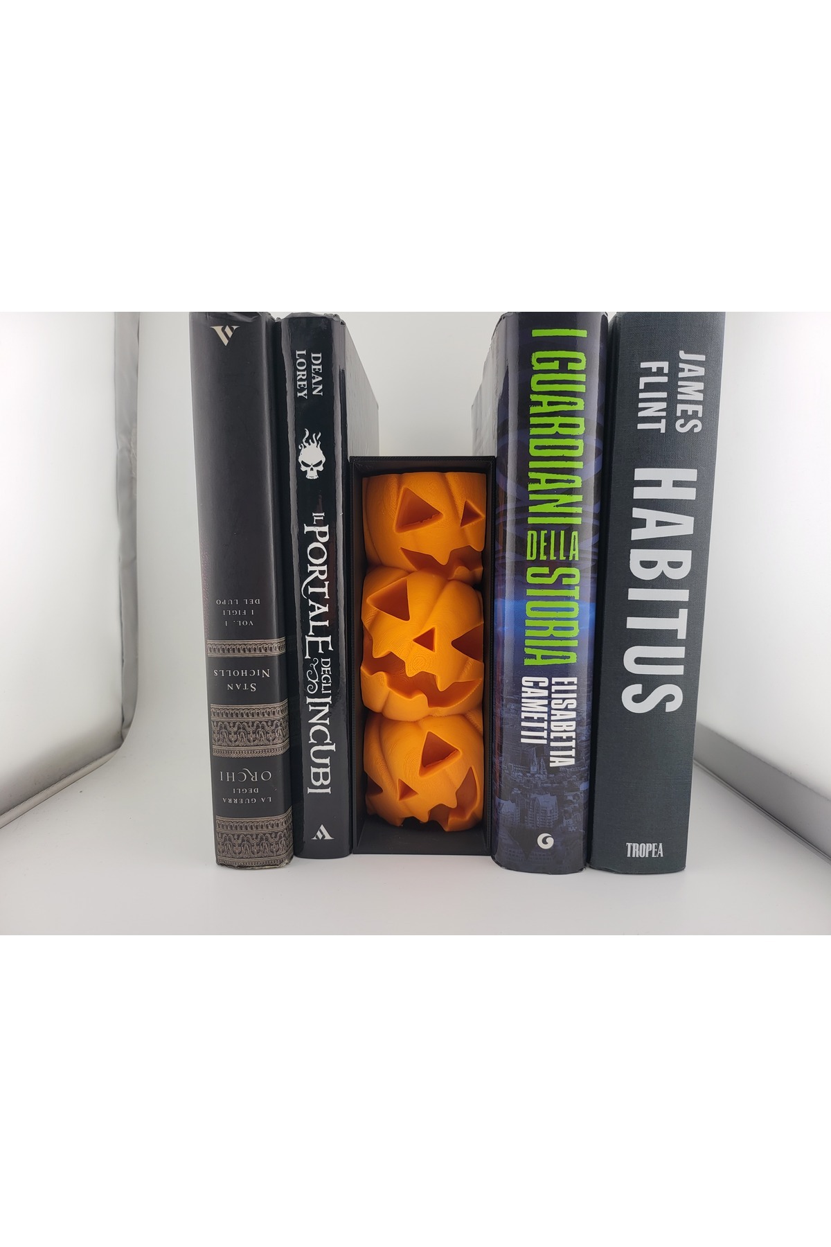 Cadılar Bayramı Balkabağı Kitap Köşesi - Spooky Bookshelf - 3D Baskı 17cm Yükseklik